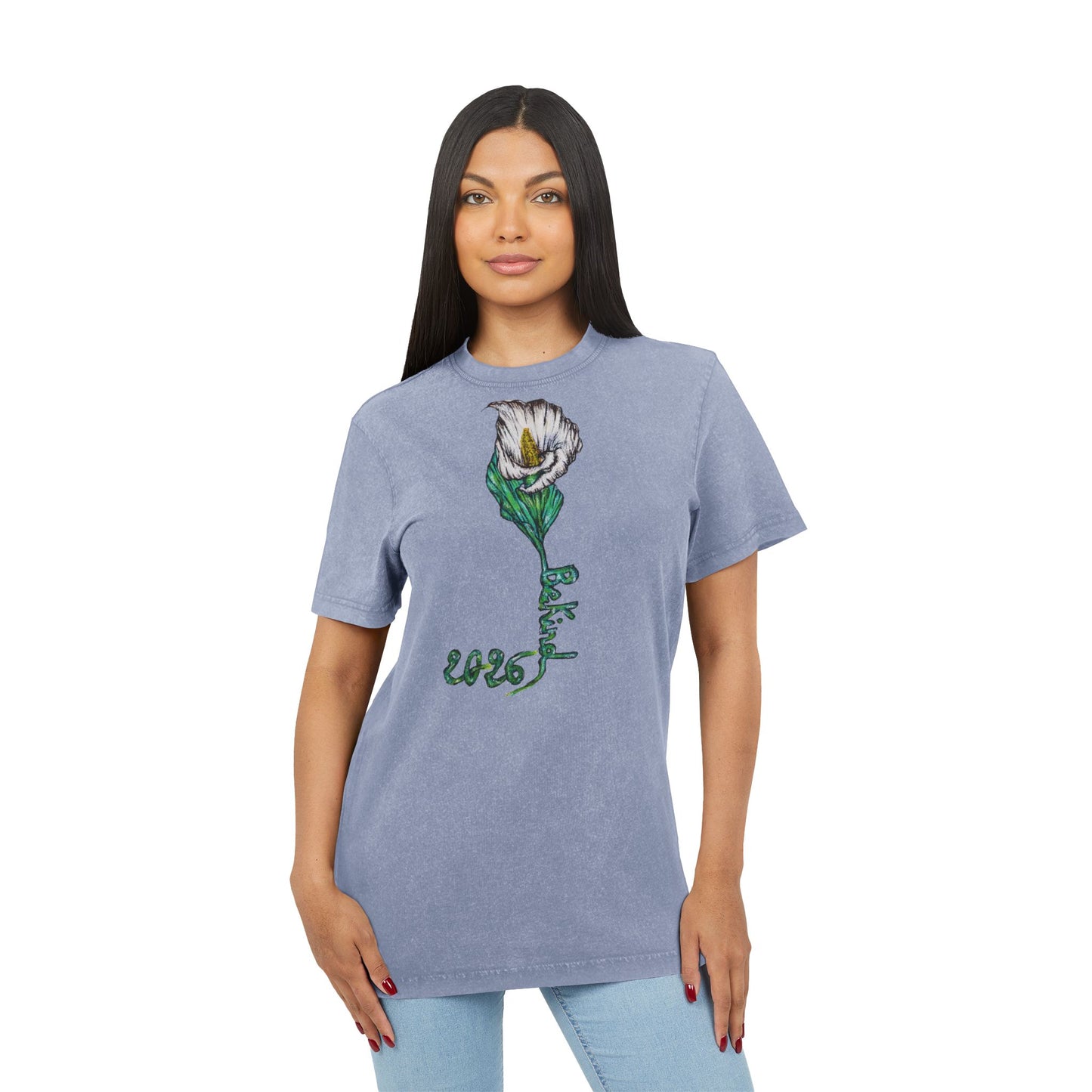 Acid Washed Floral Tee - Vintage Style Graphic T-Shirt for Casual Wear