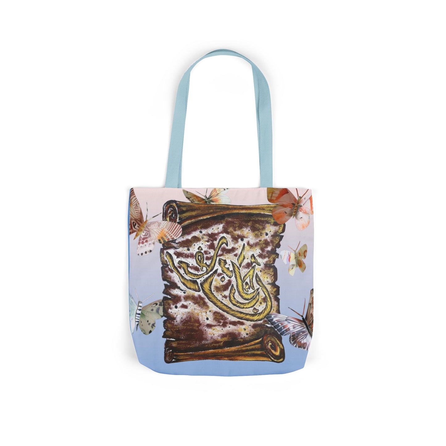 Canvas Tote — Vintage Scroll with Butterflies Arabic Calligraphy Design