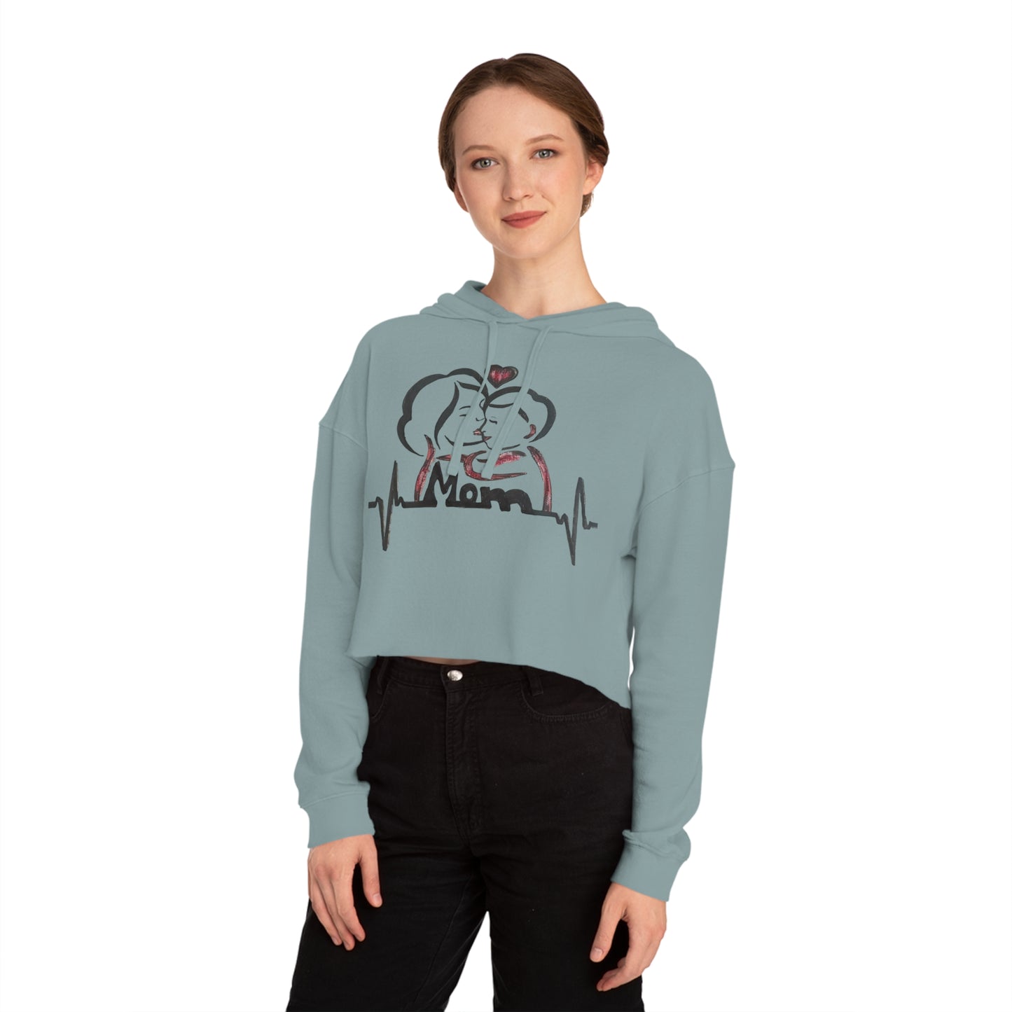 Mommy & Me Cropped Sweatshirt, Cozy Gift for Moms, Mother's Day Apparel, Heartbeat Design, Cute Weekend Wear