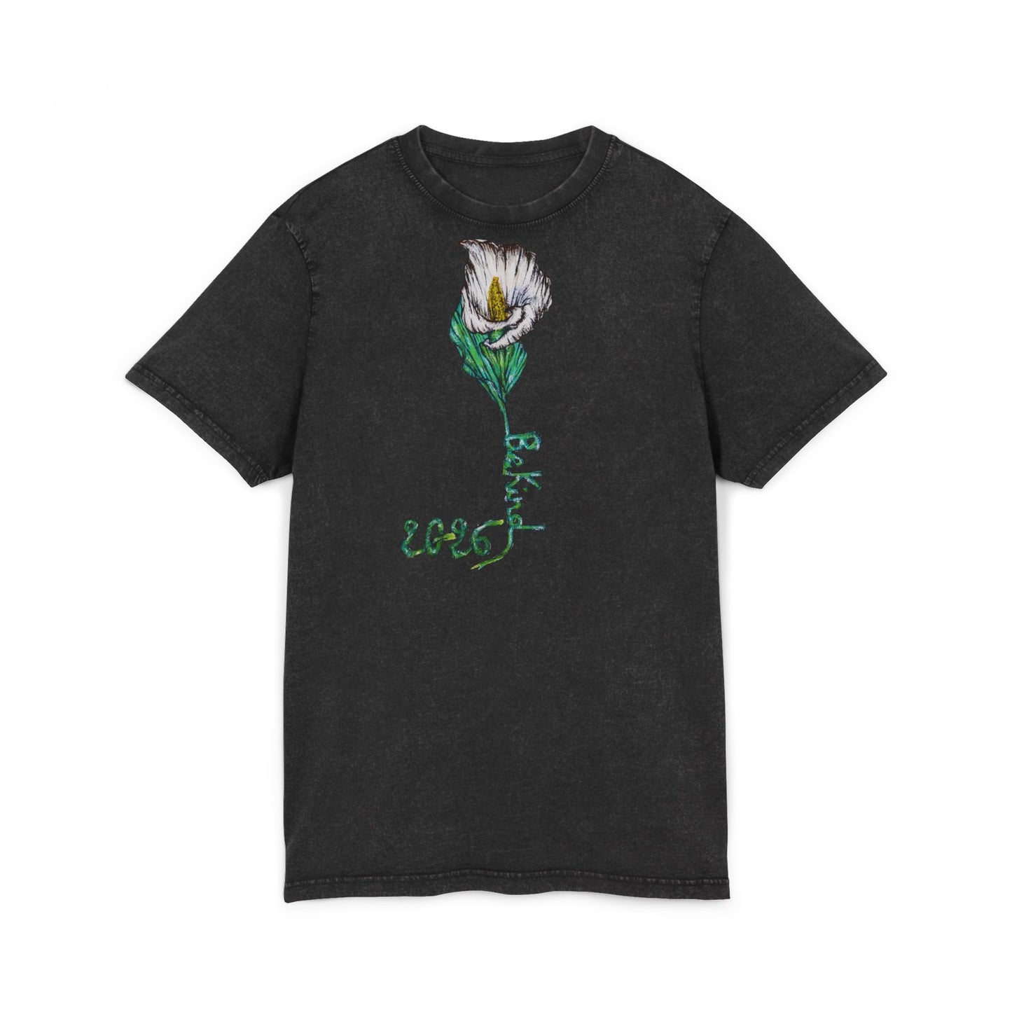 Acid Washed Floral Tee - Vintage Style Graphic T-Shirt for Casual Wear