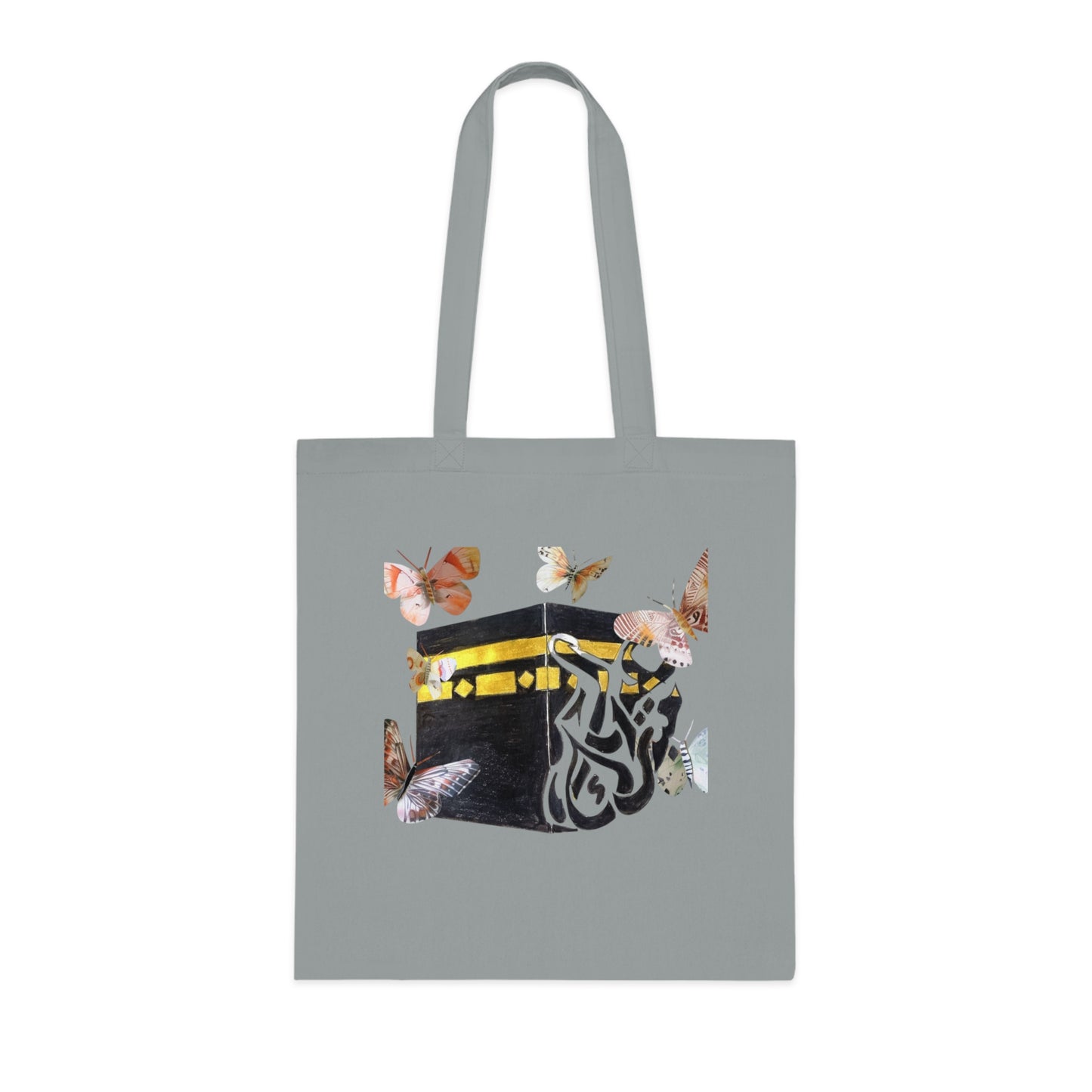 Kaaba & Butterflies Cotton Tote — Islamic Pilgrimage Prayer Bag