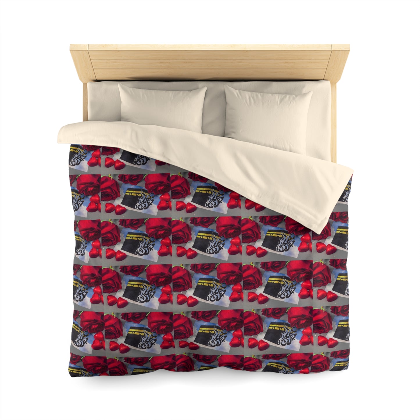 Floral Retro Radio Duvet Cover — Vintage Radio & Red Rose Pattern