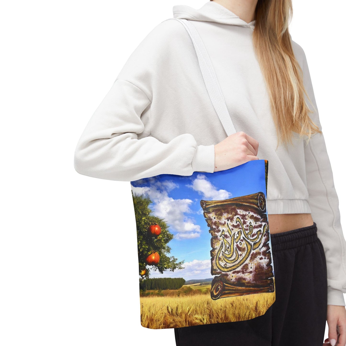 Tote Bag — Scenic Arabic Calligraphy Scroll Design