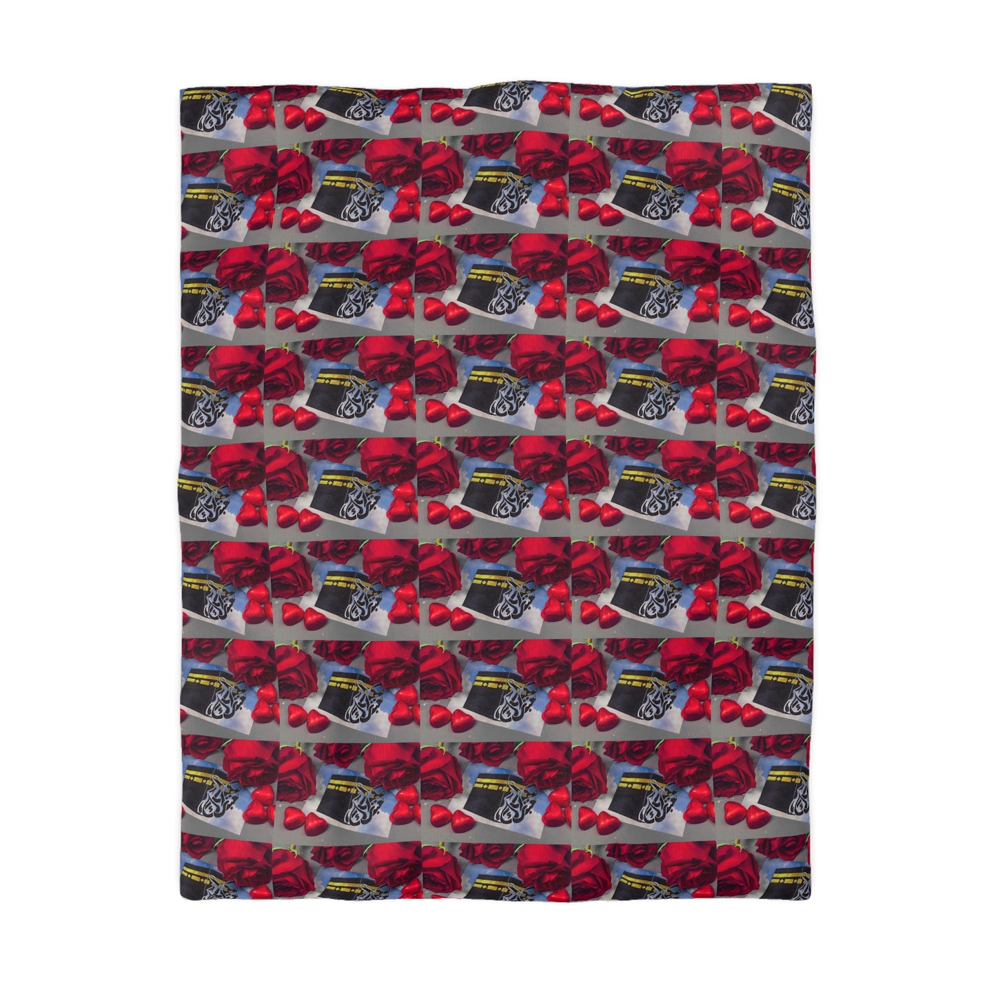 Floral Retro Radio Duvet Cover — Vintage Radio & Red Rose Pattern