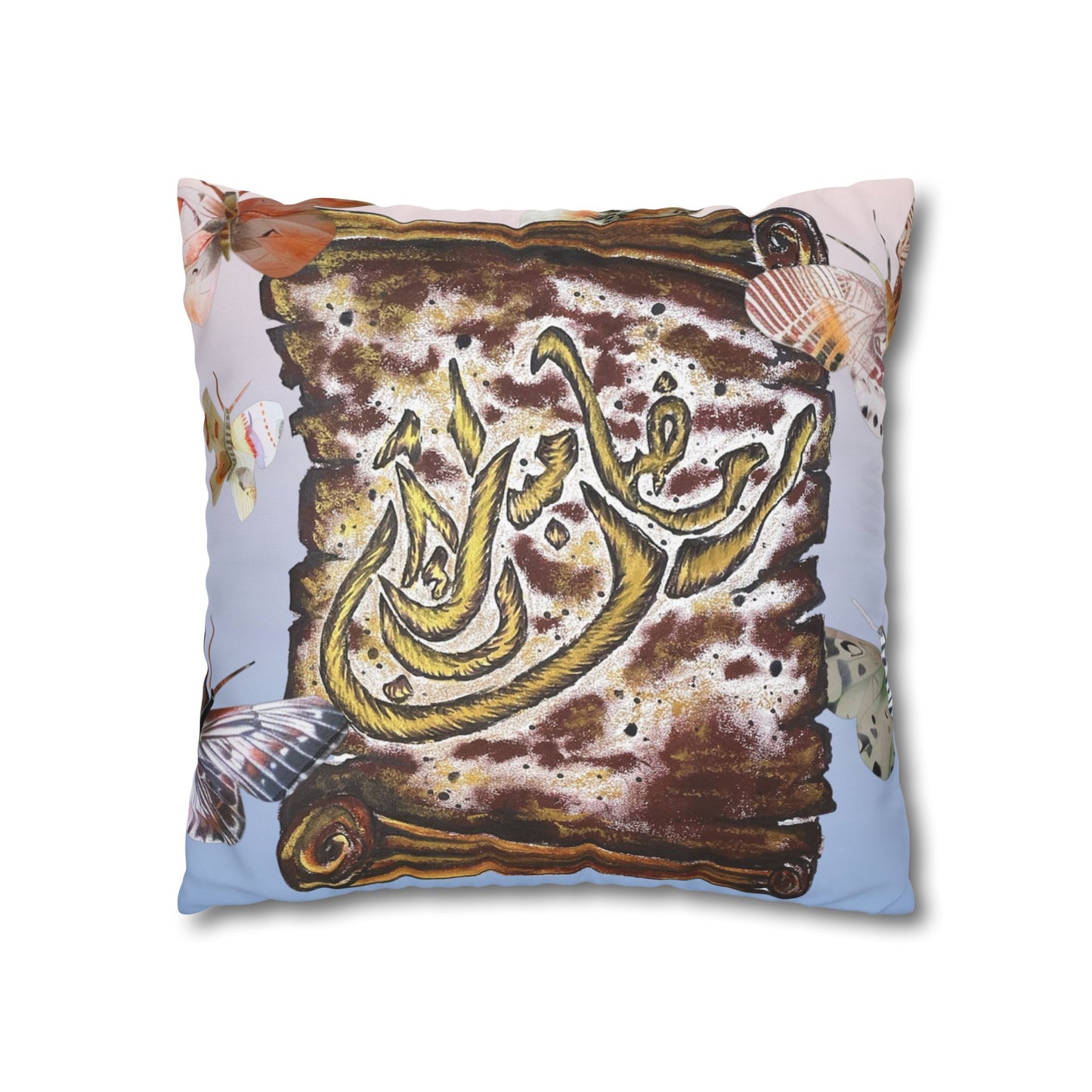 Arabic Calligraphy Scroll Decorative Pillow - Square Canvas Pillowcase