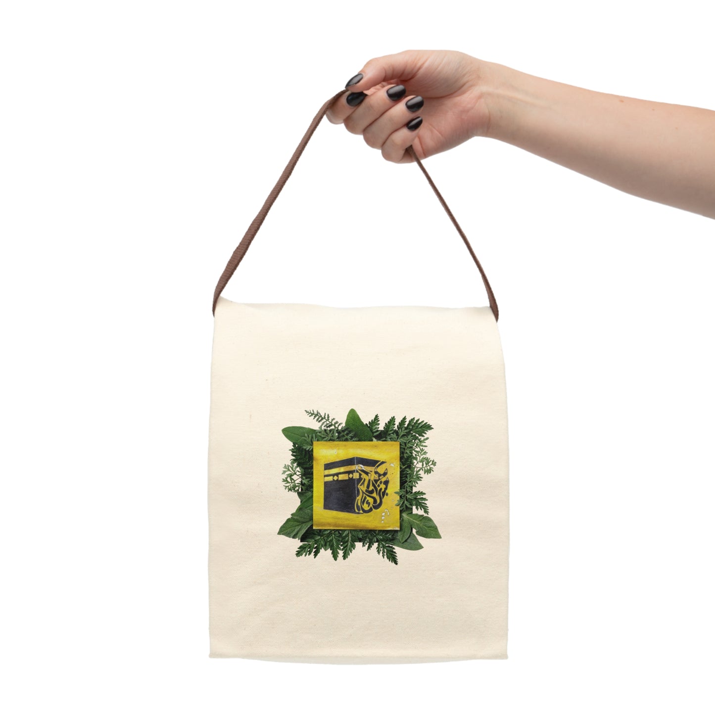 Canvas Lunch Bag — Botanical Bee Hive Design with Strap
