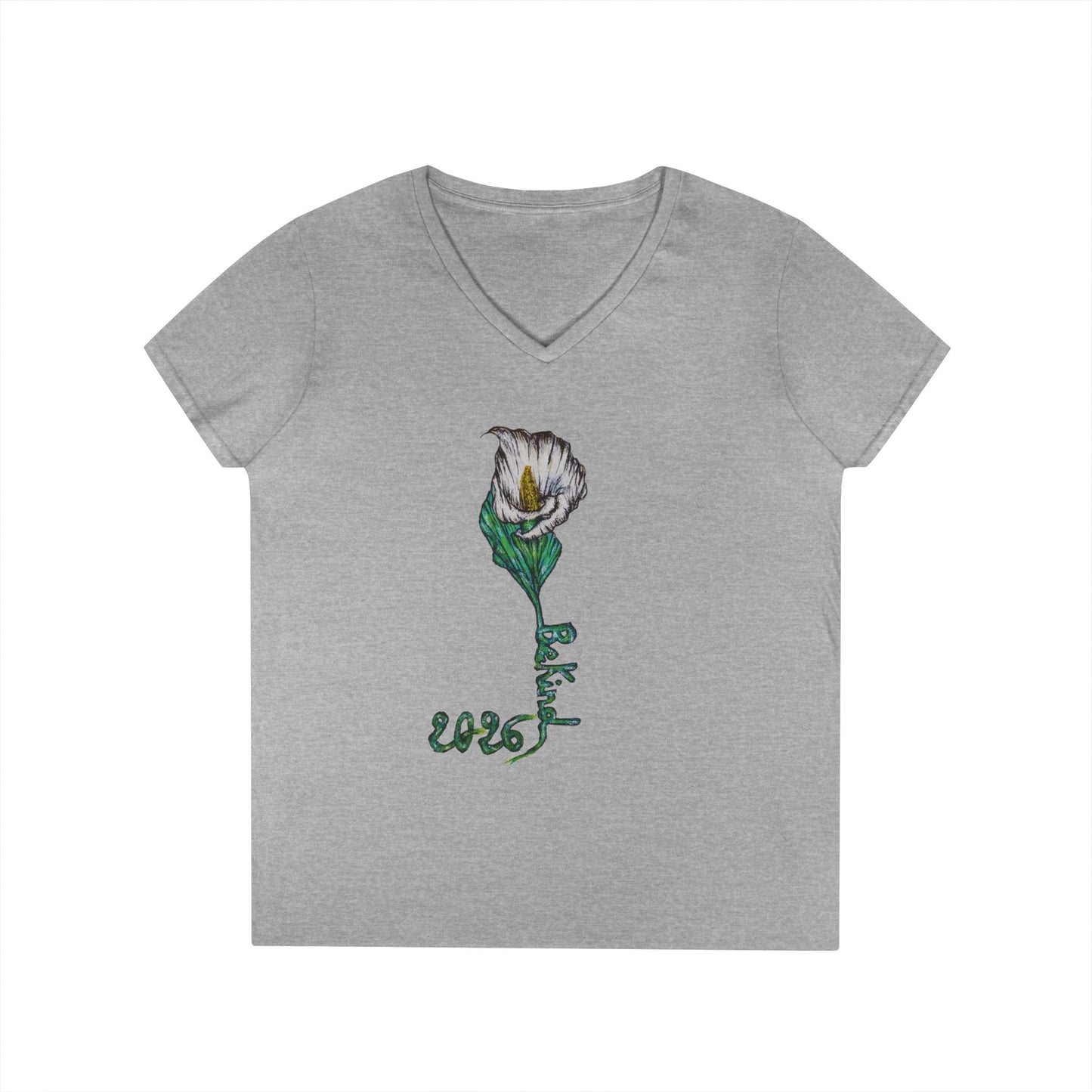 Floral V-Neck T-Shirt for Women - Nature-Inspired Design