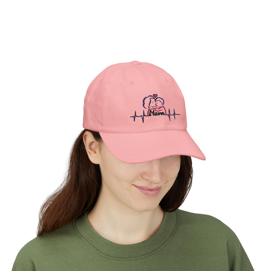 Embroidered Mom Heartbeat Classic Dad Cap | Gift for Parents, Casual Wear, Mom Gift, Family Hat, Trendy Accessory