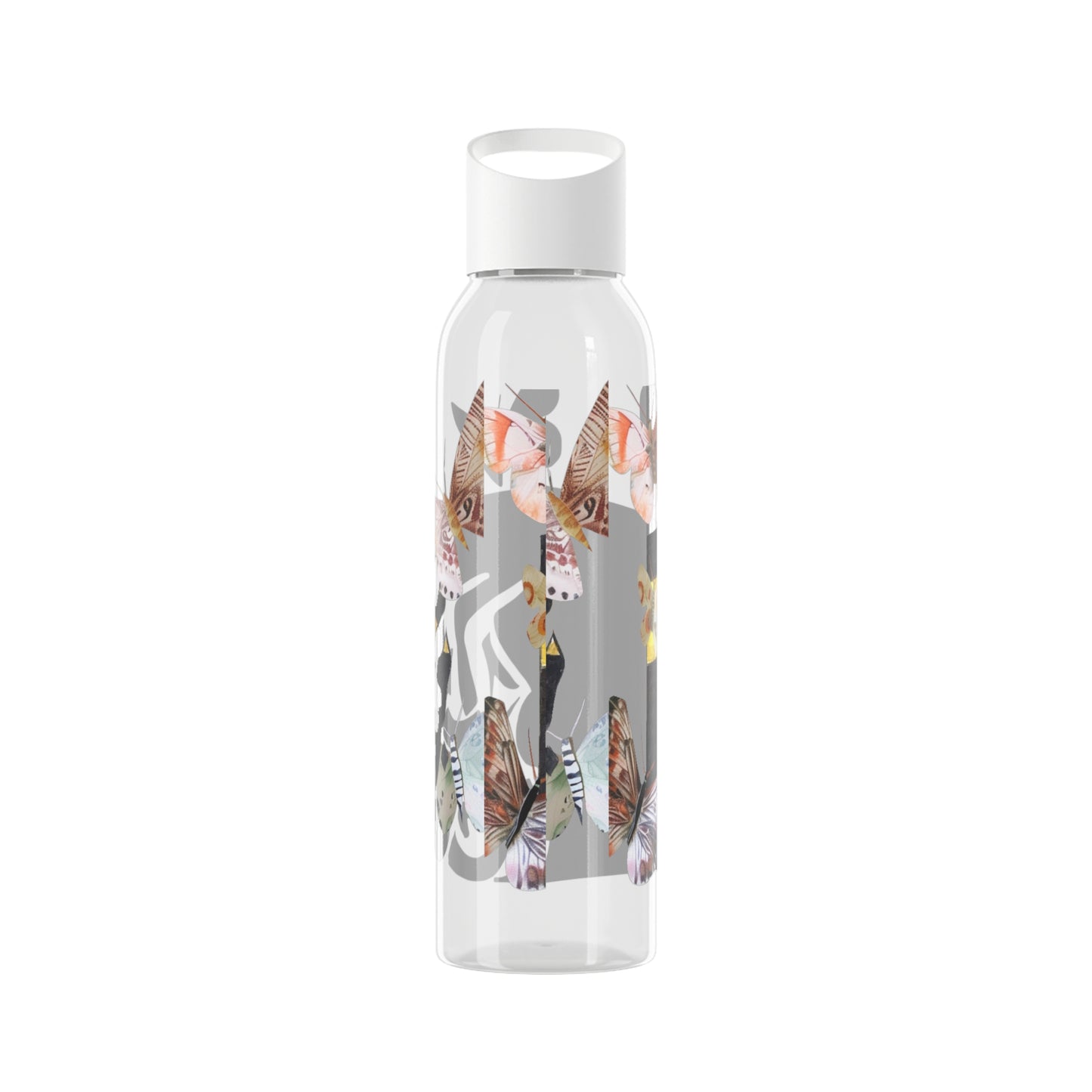 Sky Water Bottle - Butterfly & Calligraphy Glass Bottle