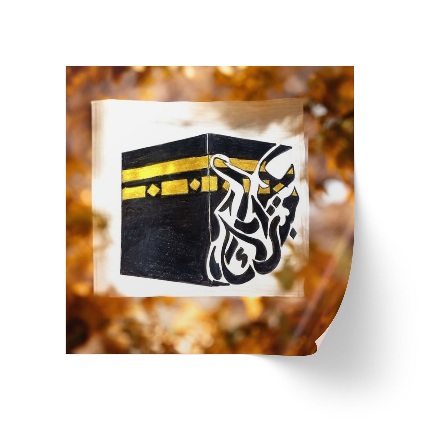 Kaaba Square Sticker Roll — Islamic Mosque Labels for Ramadan Eid Events