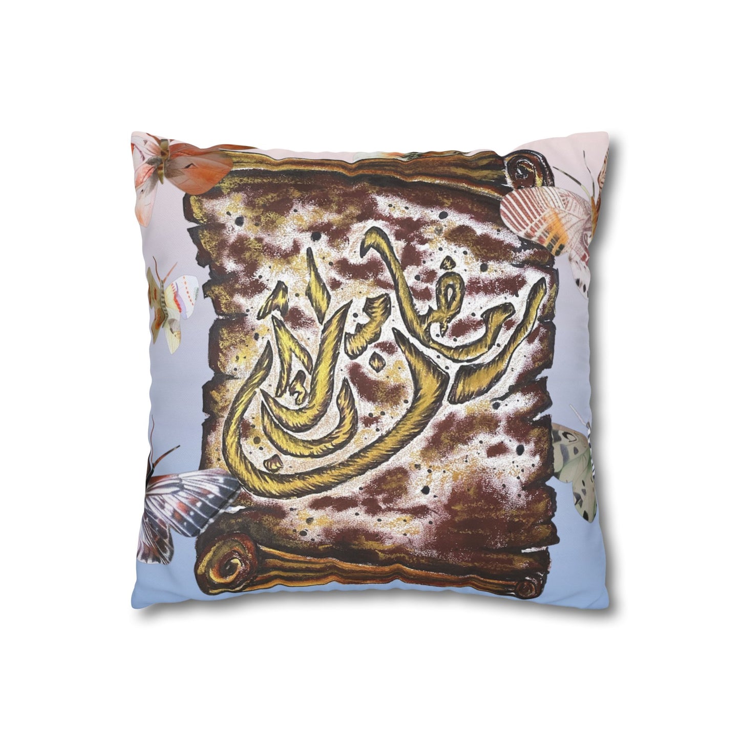 Arabic Calligraphy Scroll Decorative Pillow - Square Canvas Pillowcase