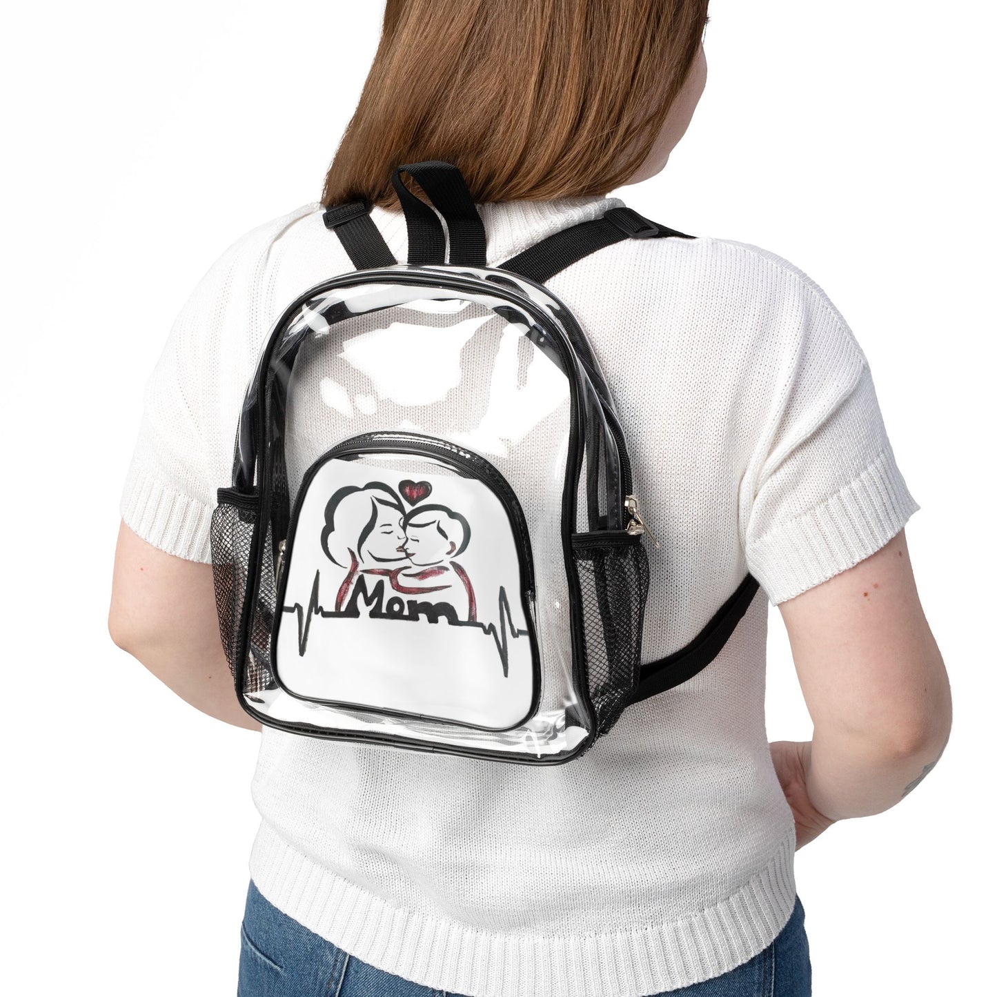 Clear Stadium Backpack with Heartwarming Mom Design, Perfect for Game Days, Concerts, and Family Outings, Fashionable, Lightweight, [...]