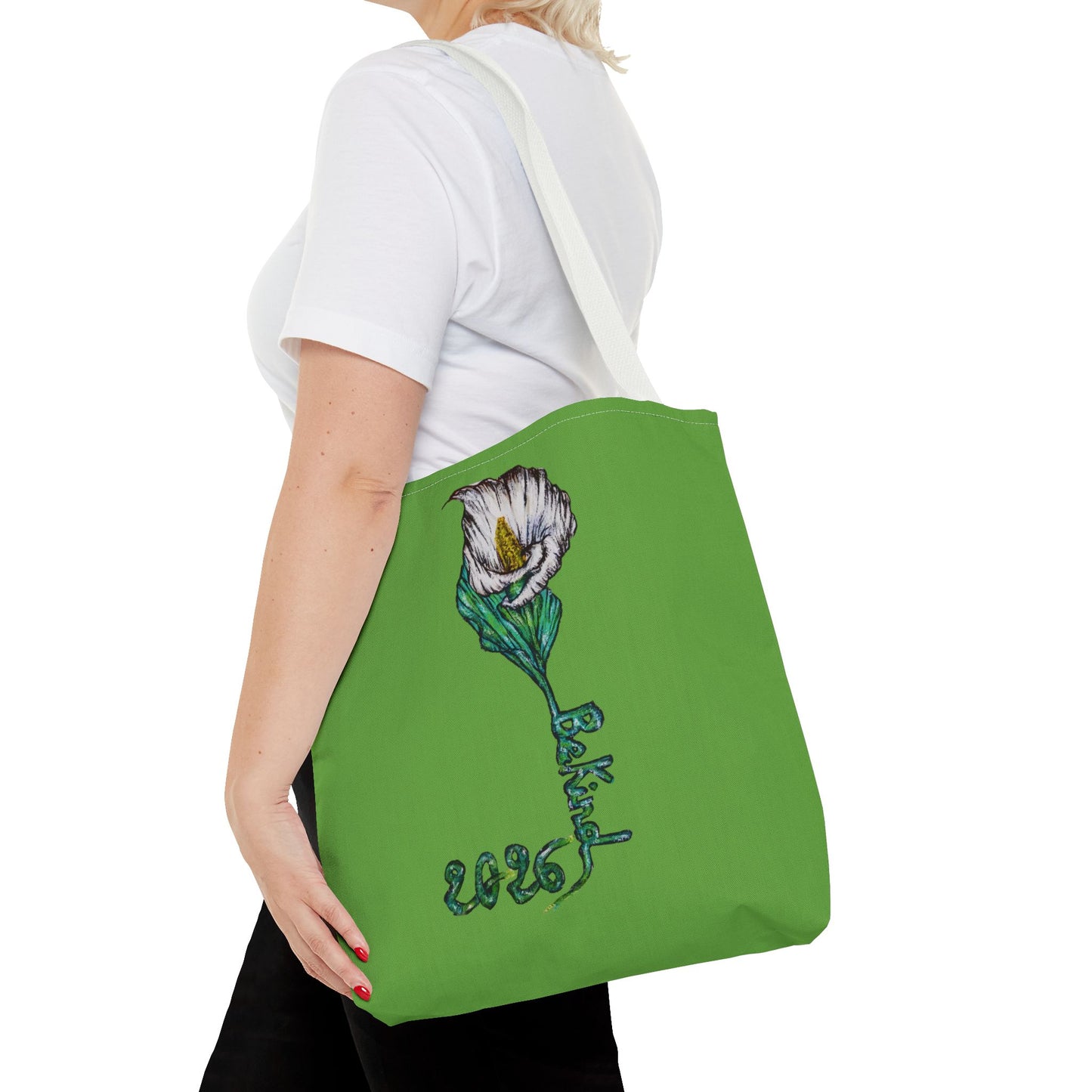 Floral Green Tote Bag - Unique Art Design for Everyday Use