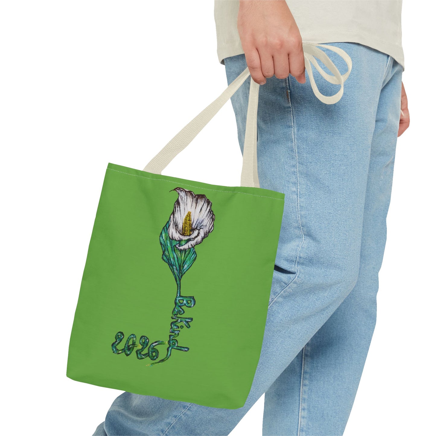Floral Green Tote Bag - Unique Art Design for Everyday Use
