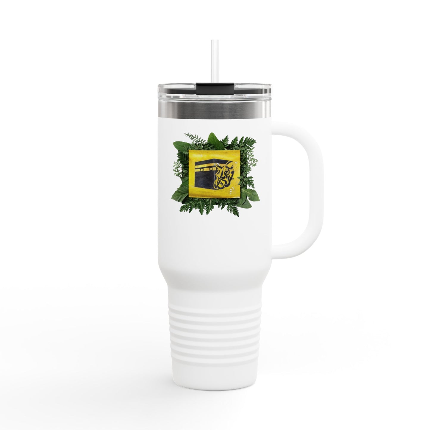 40oz Insulated Travel Mug — Tropical Hibiscus Floral Logo Design