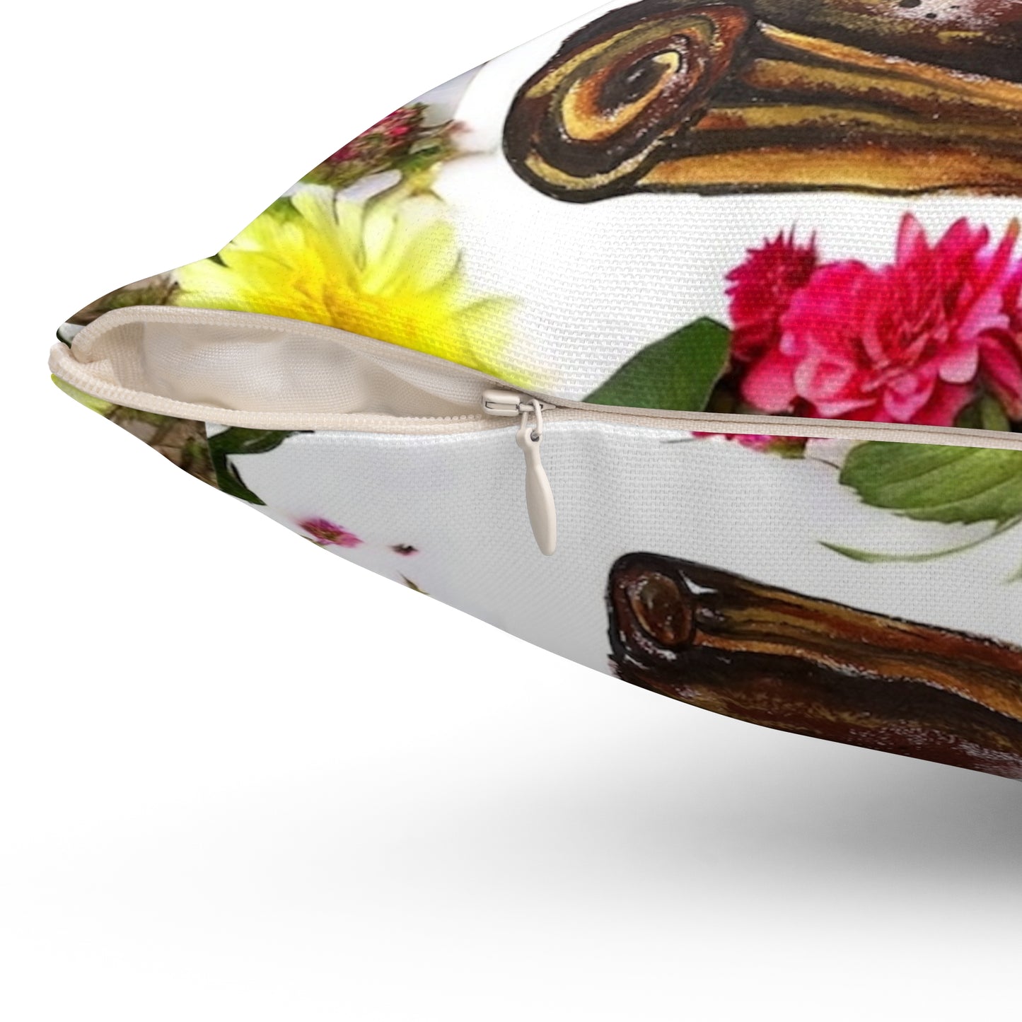 Arabic Calligraphy Floral Square Pillow — Decorative Home Accent