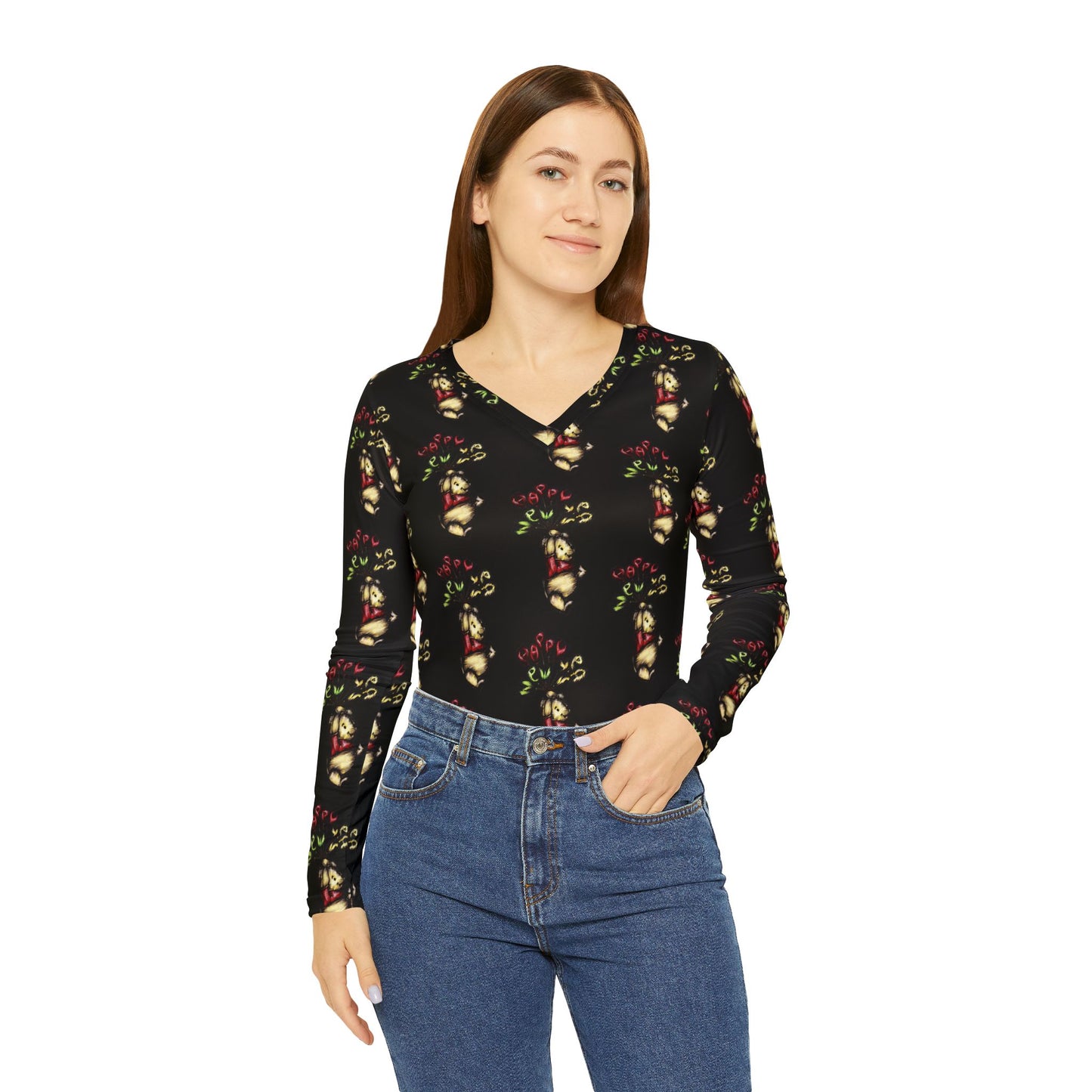 Women's Long Sleeve V-neck Shirt (AOP)