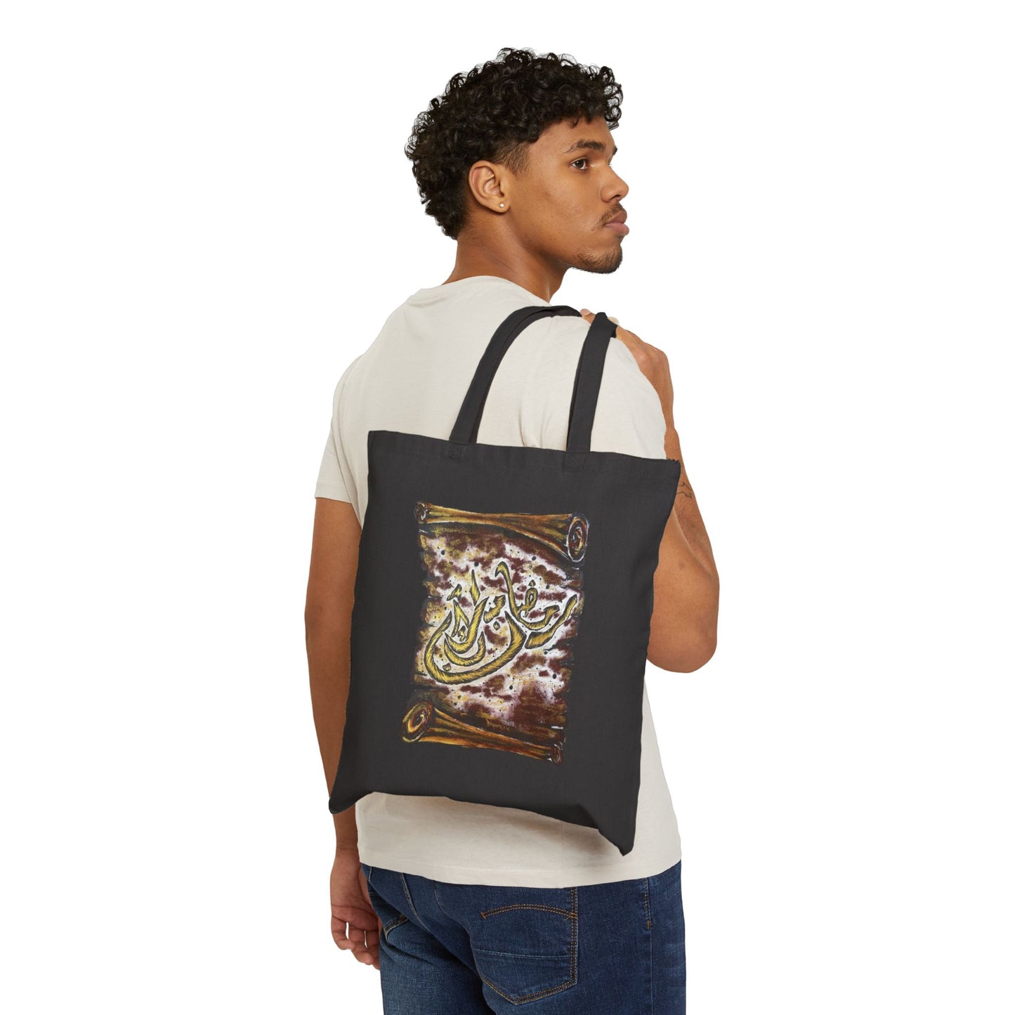 Canvas Tote Bag — Vintage Scroll Calligraphy Design