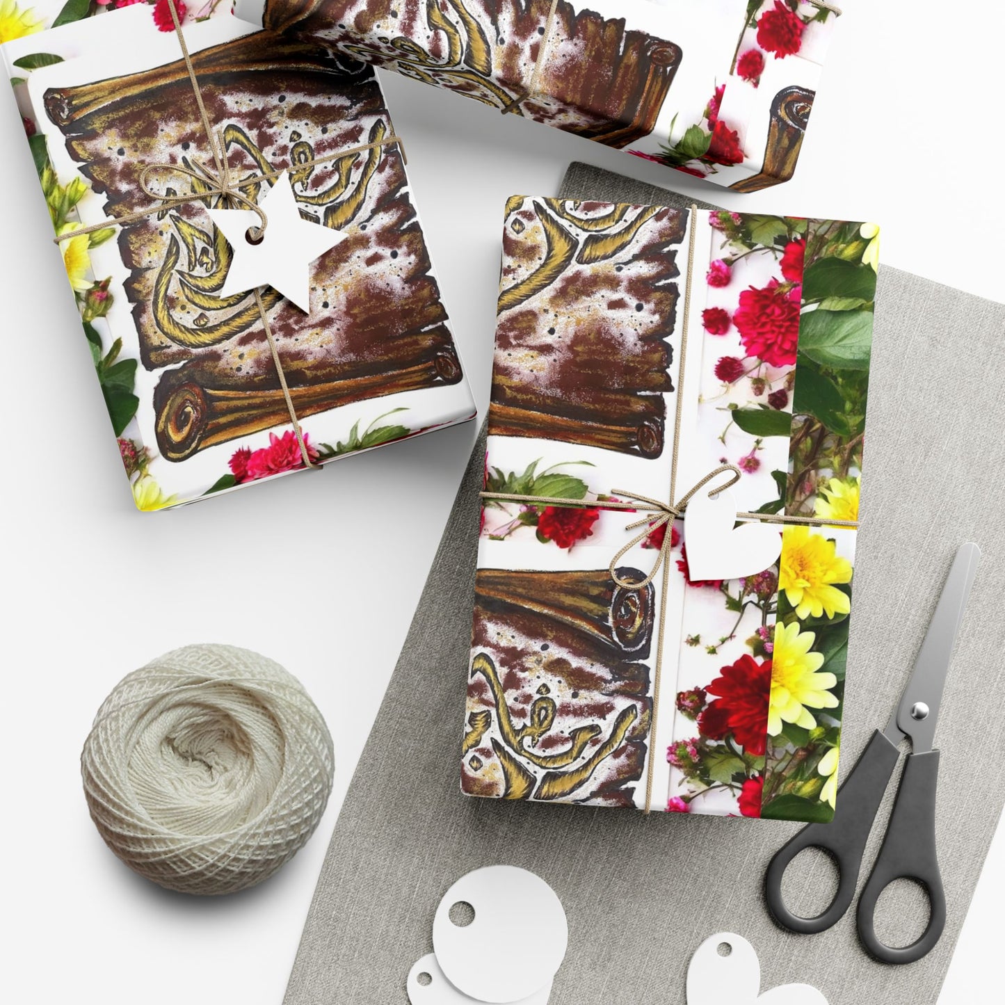 Wrapping Paper — Floral & Vintage Tile Design Gift Wrap