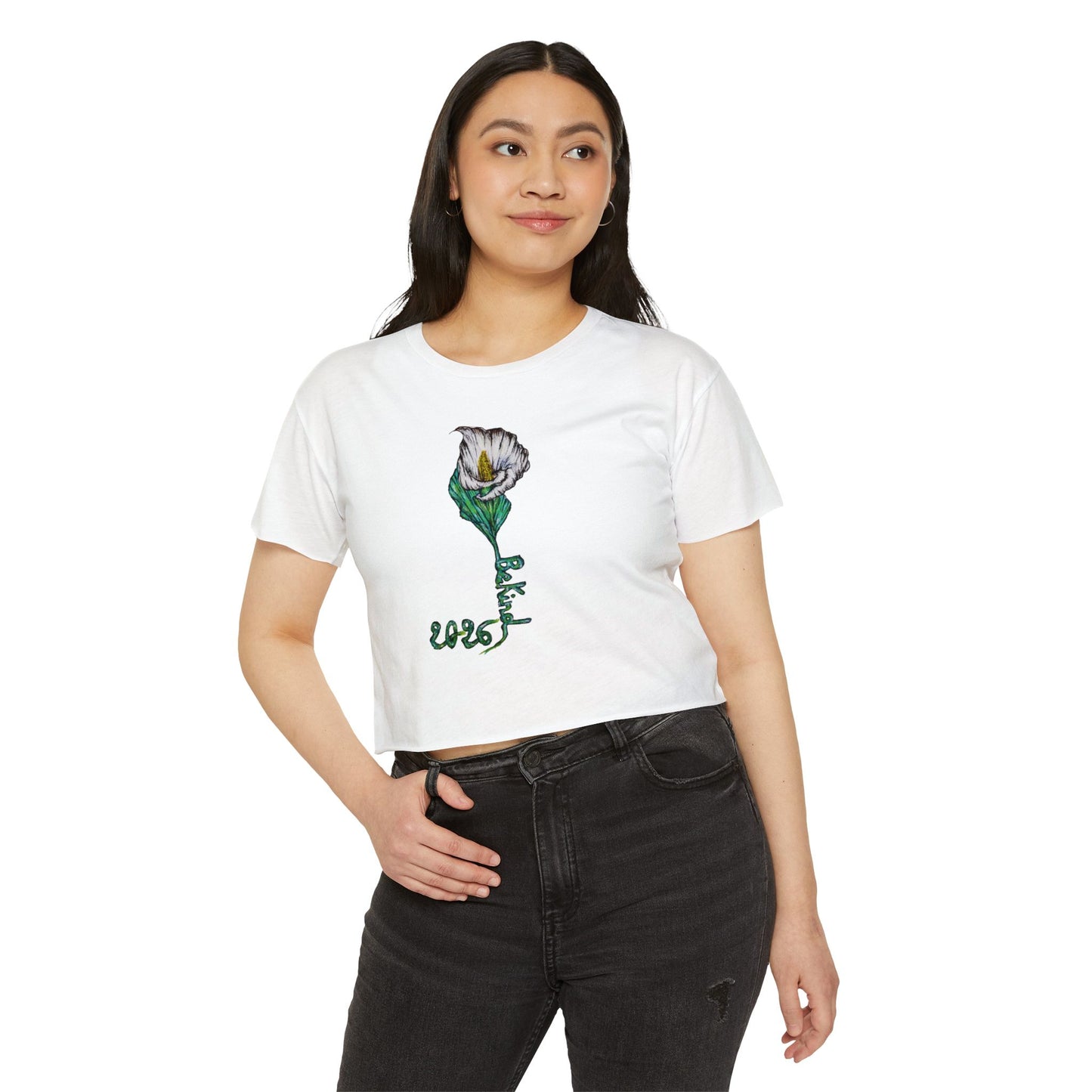 Women's Flower Graphic Crop Top - Perfect for Festivals