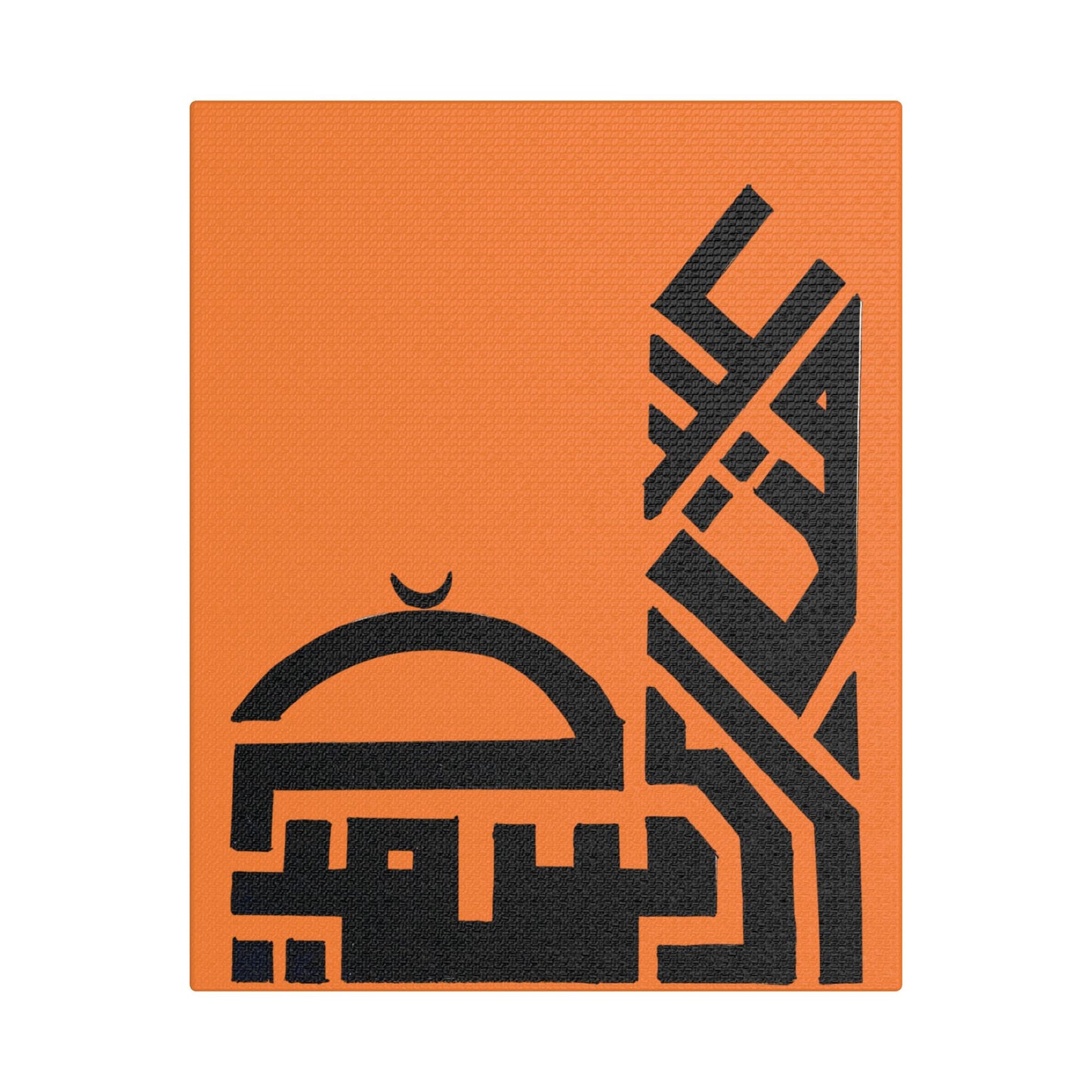 Modern Islamic Art Canvas - Orange Stretched Satin Print | Home Decor for Celebrations