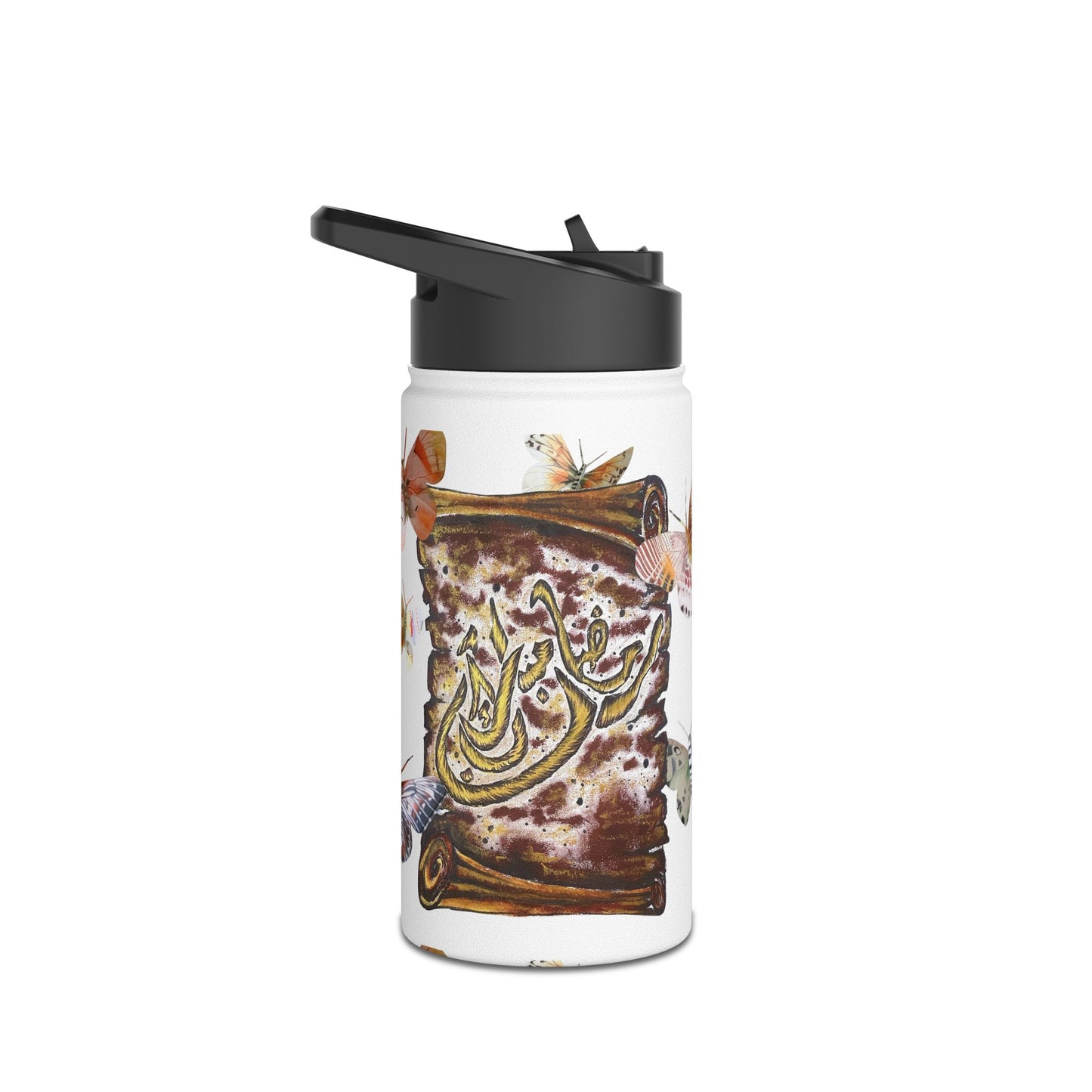 Butterfly Collage Stainless Steel Water Bottle — Floral Nature Travel Bottle