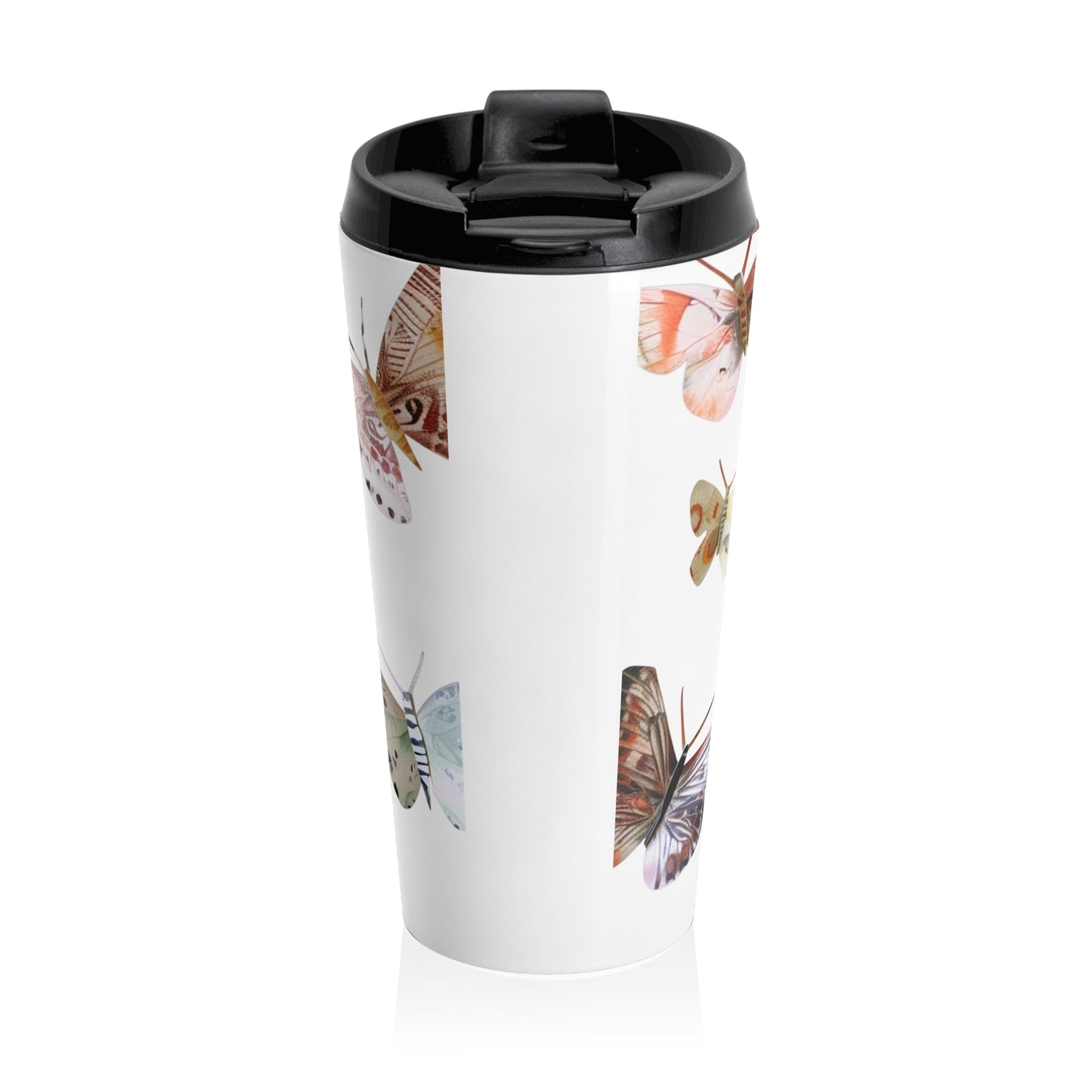 Arabic Calligraphy Travel Mug with Watercolor Butterflies — Stainless Steel Insulated Tumbler