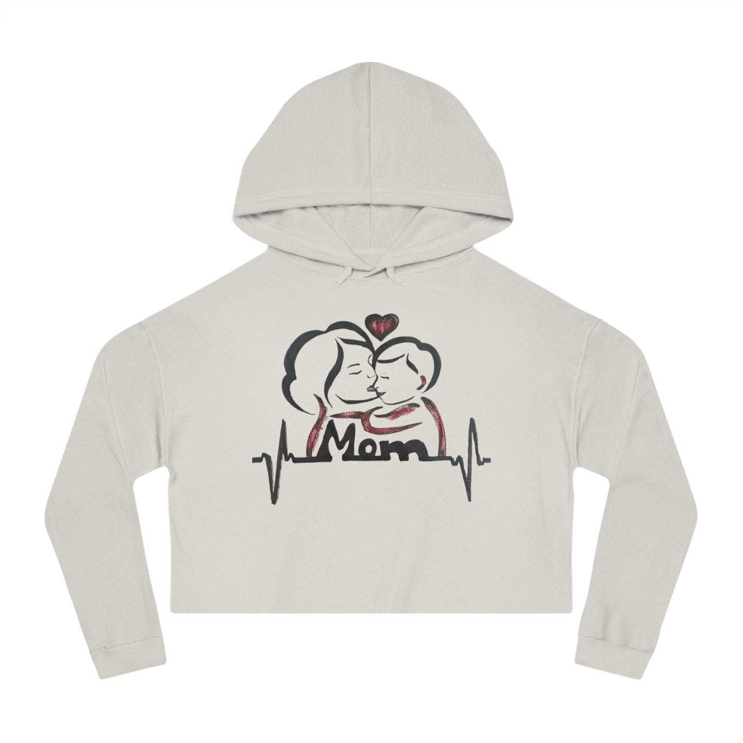 Mommy & Me Cropped Sweatshirt, Cozy Gift for Moms, Mother's Day Apparel, Heartbeat Design, Cute Weekend Wear