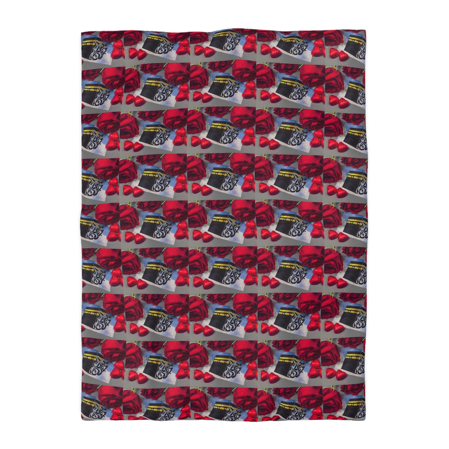 Floral Retro Radio Duvet Cover — Vintage Radio & Red Rose Pattern