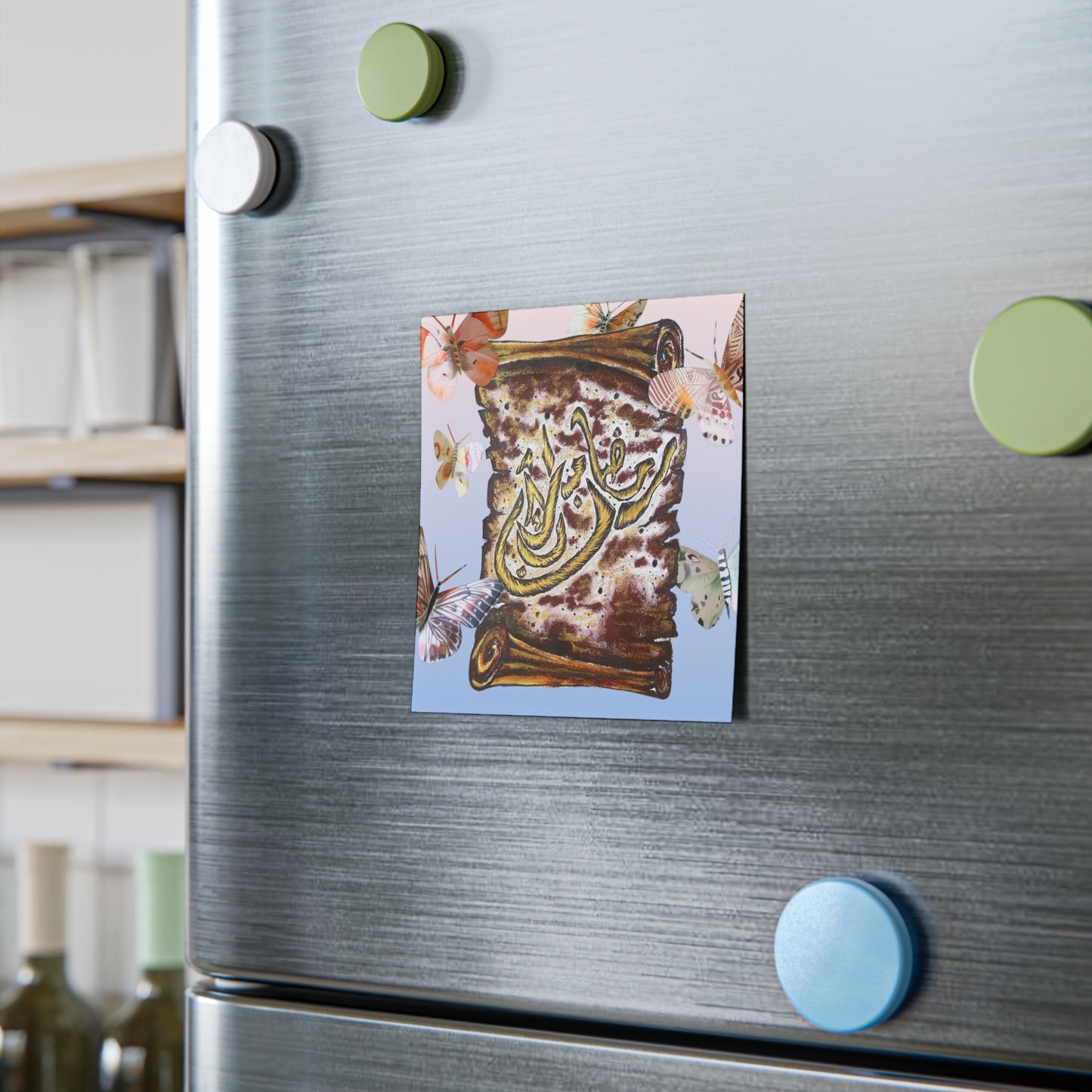 Floral Scroll Post-it Note Pad with Arabic Calligraphy — Decorative Sticky Notes