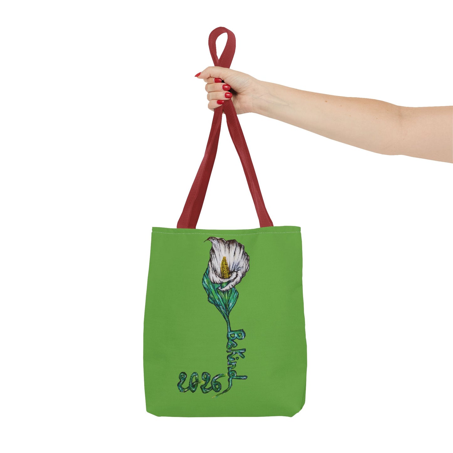 Floral Green Tote Bag - Unique Art Design for Everyday Use
