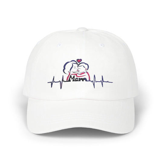Embroidered Mom Heartbeat Classic Dad Cap | Gift for Parents, Casual Wear, Mom Gift, Family Hat, Trendy Accessory