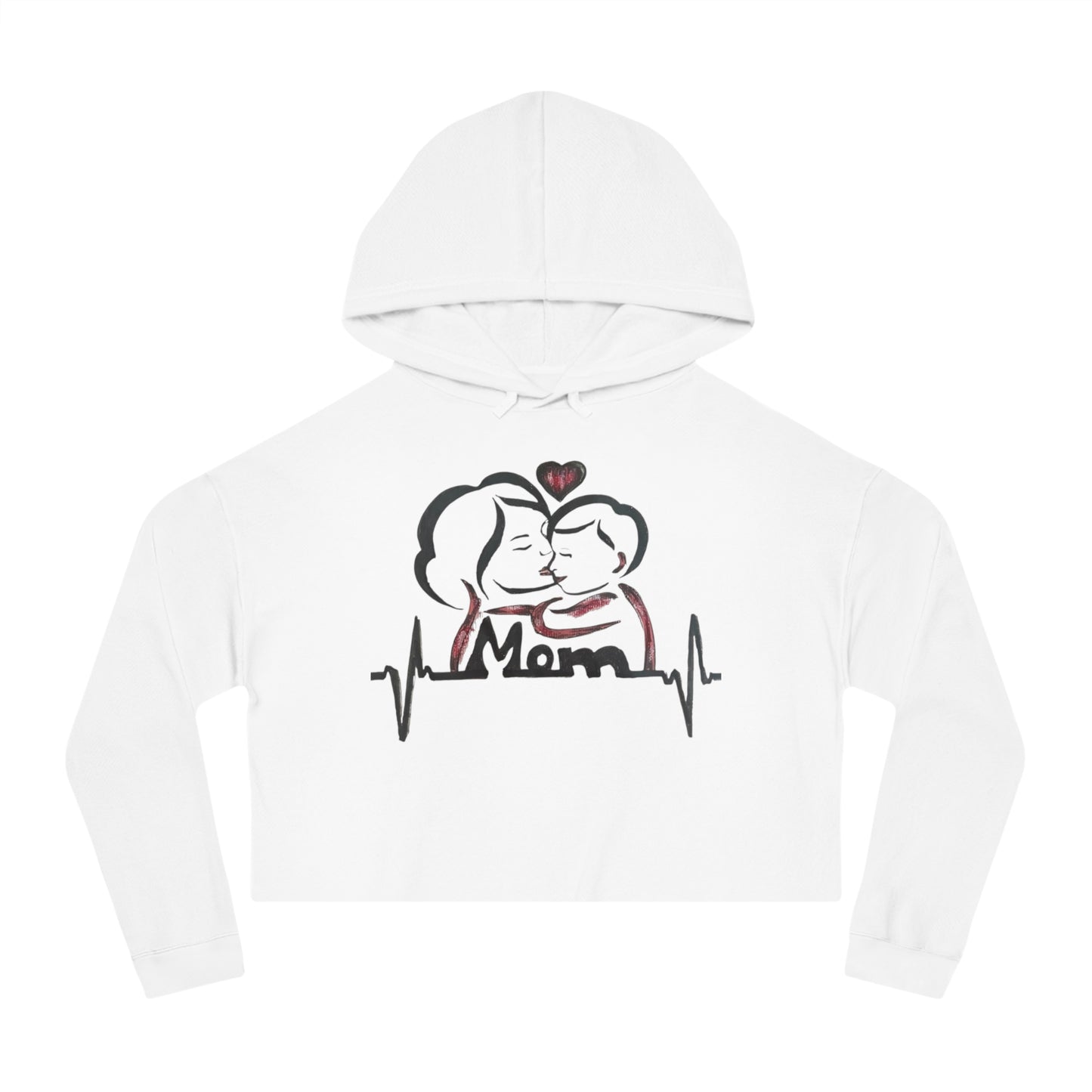 Mommy & Me Cropped Sweatshirt, Cozy Gift for Moms, Mother's Day Apparel, Heartbeat Design, Cute Weekend Wear