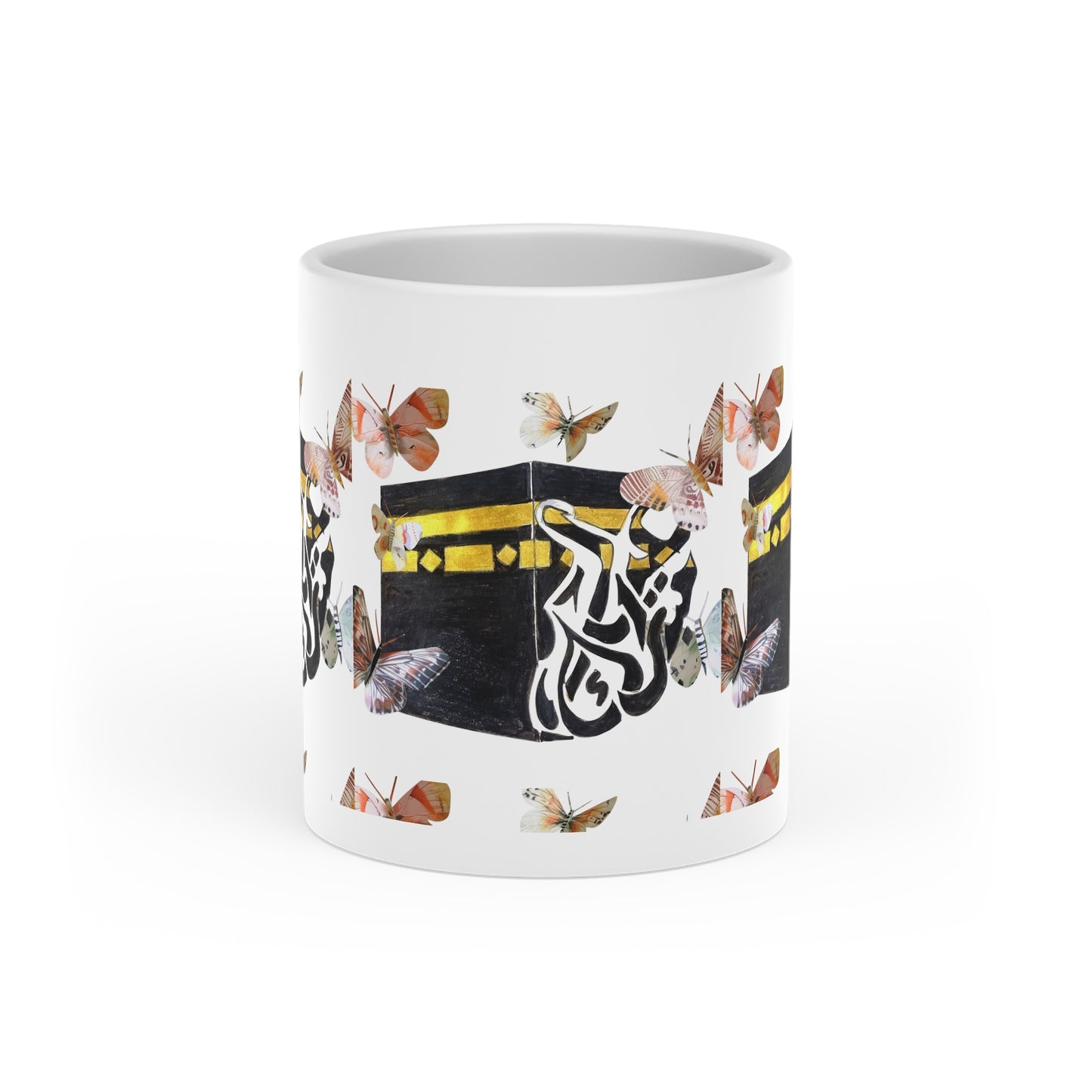 Kaaba & Butterflies Mug — Islamic Pilgrimage Gift, Umrah Hajj Keepsake