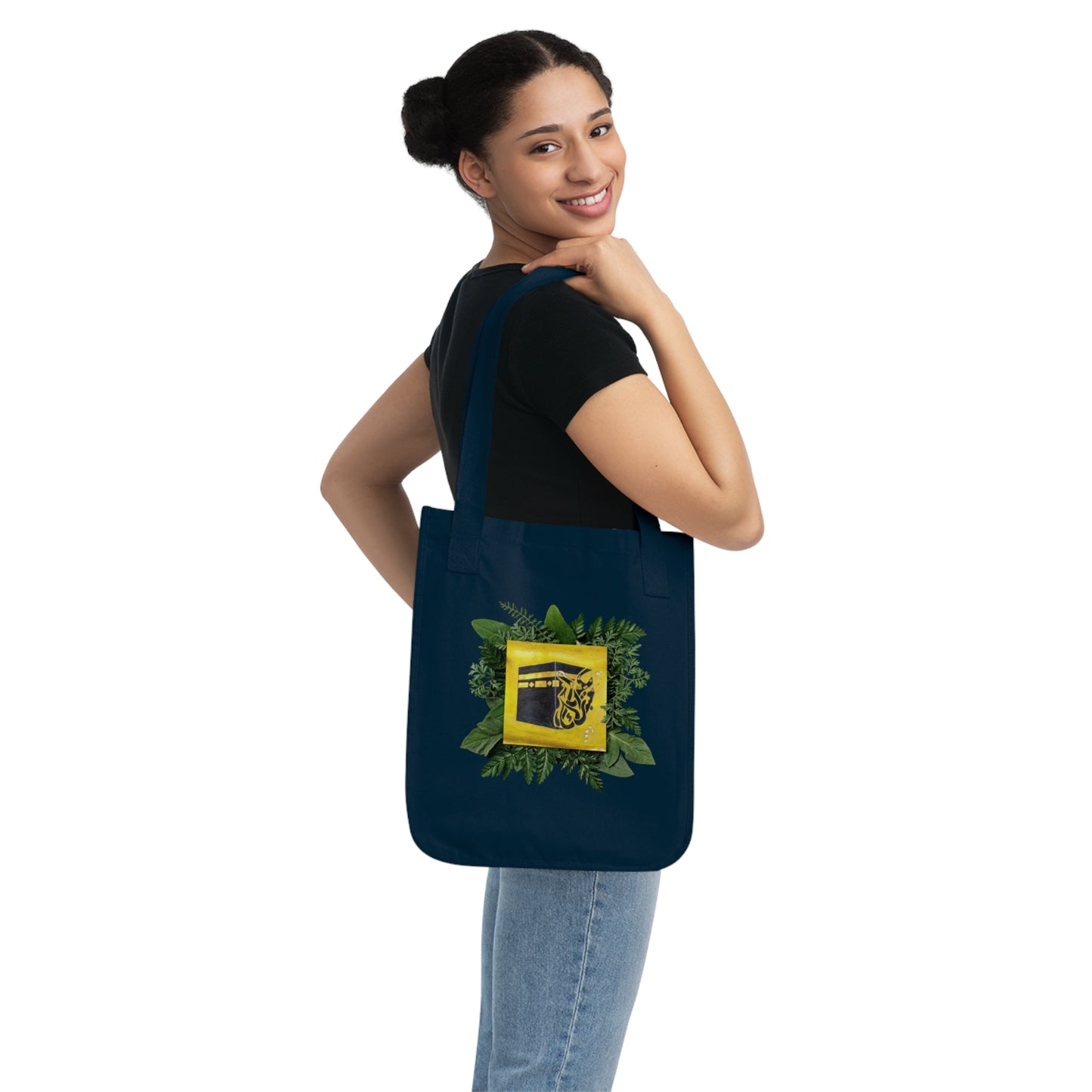Canvas Tote Bag — Botanical Kaaba Illustration Eco Shopper