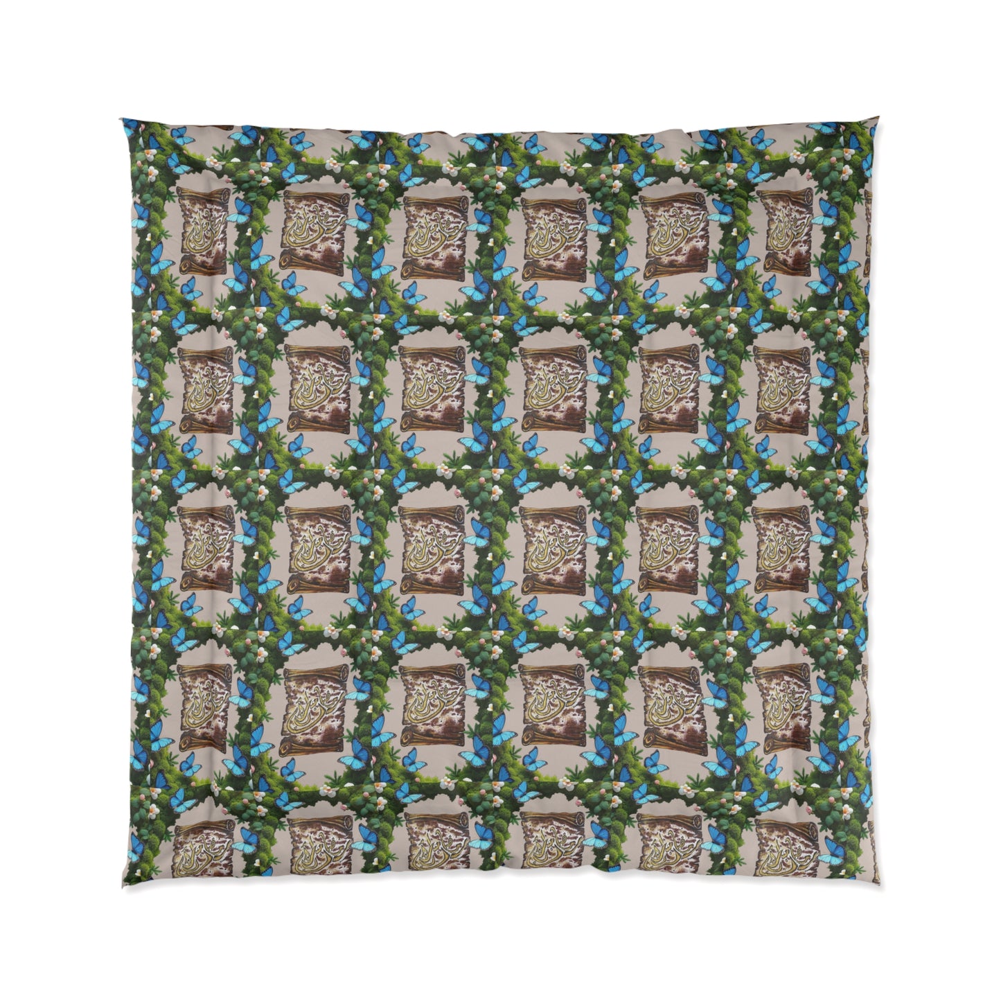 Botanical Memorial Comforter - Floral Graveyard Headstone Pattern Comforter