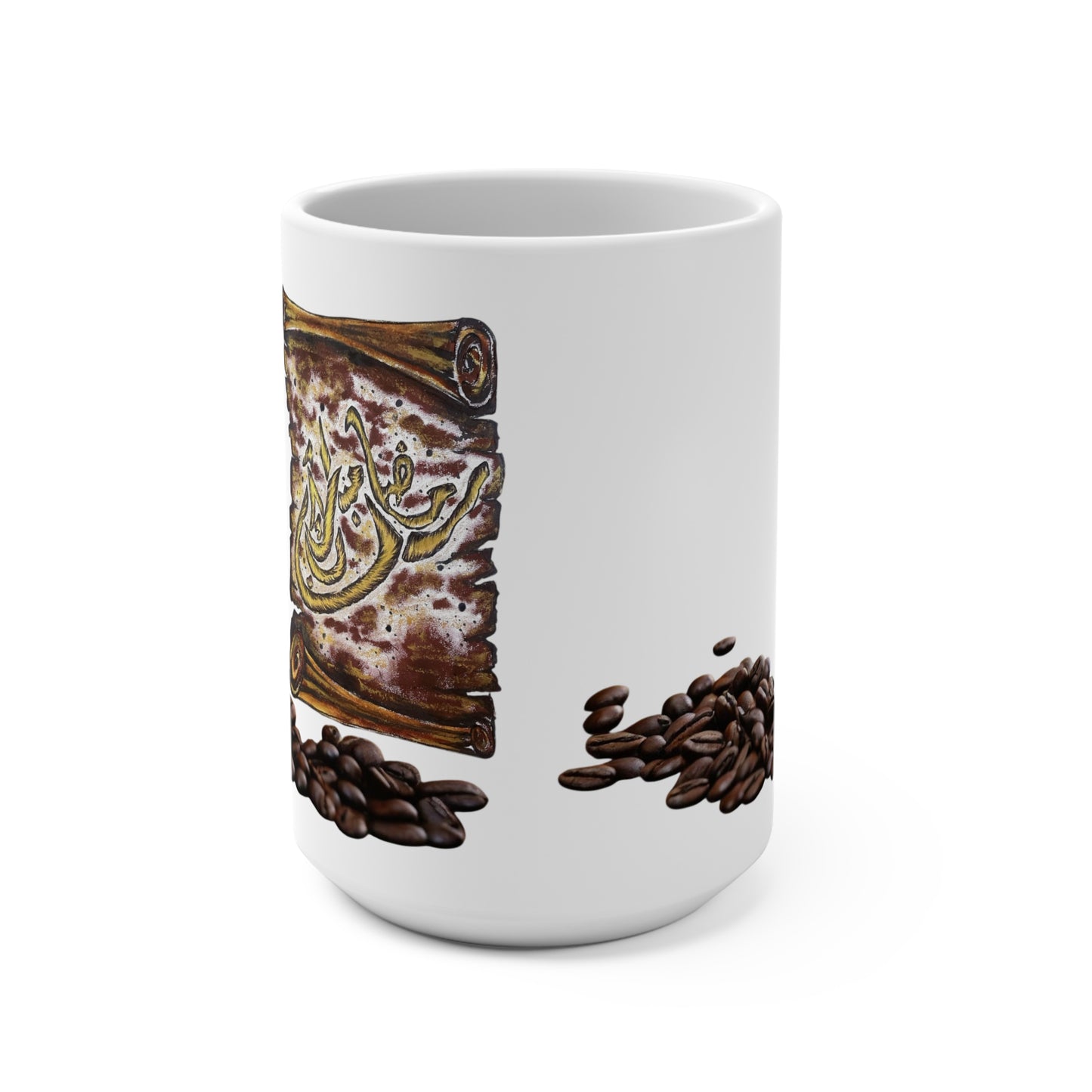 Coffee Beans & Arabic Calligraphy 15oz Mug