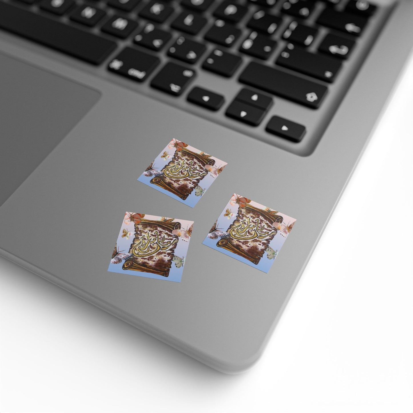 Square Sticker Roll — Floral Scroll Arabic Calligraphy Labels (Pack)