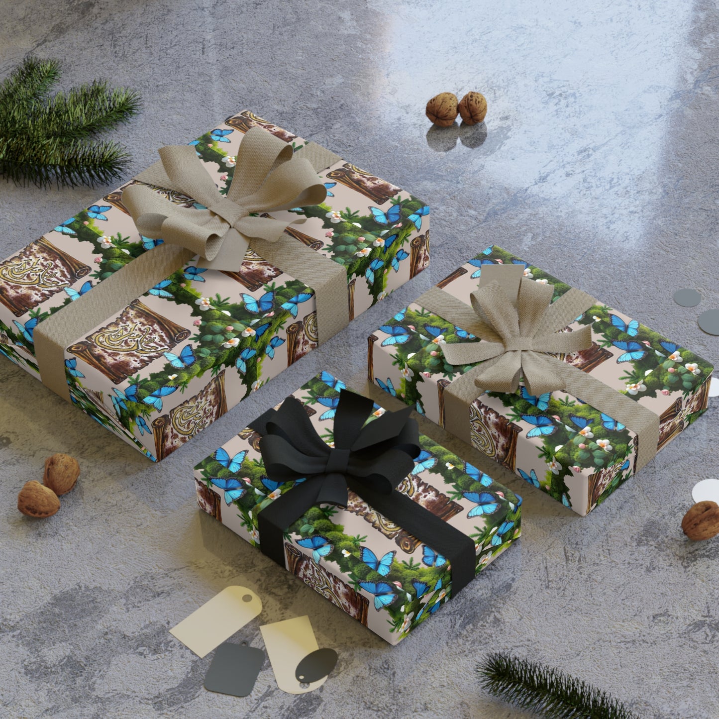 Cottage Garden Gift Wrap Roll — Floral House Pattern Gift Wrapping Paper