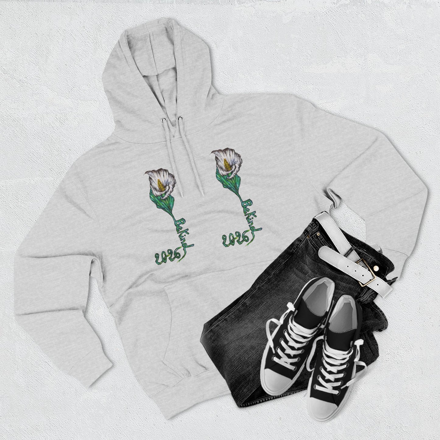 Floral Fleece Hoodie with Inspirational Quote