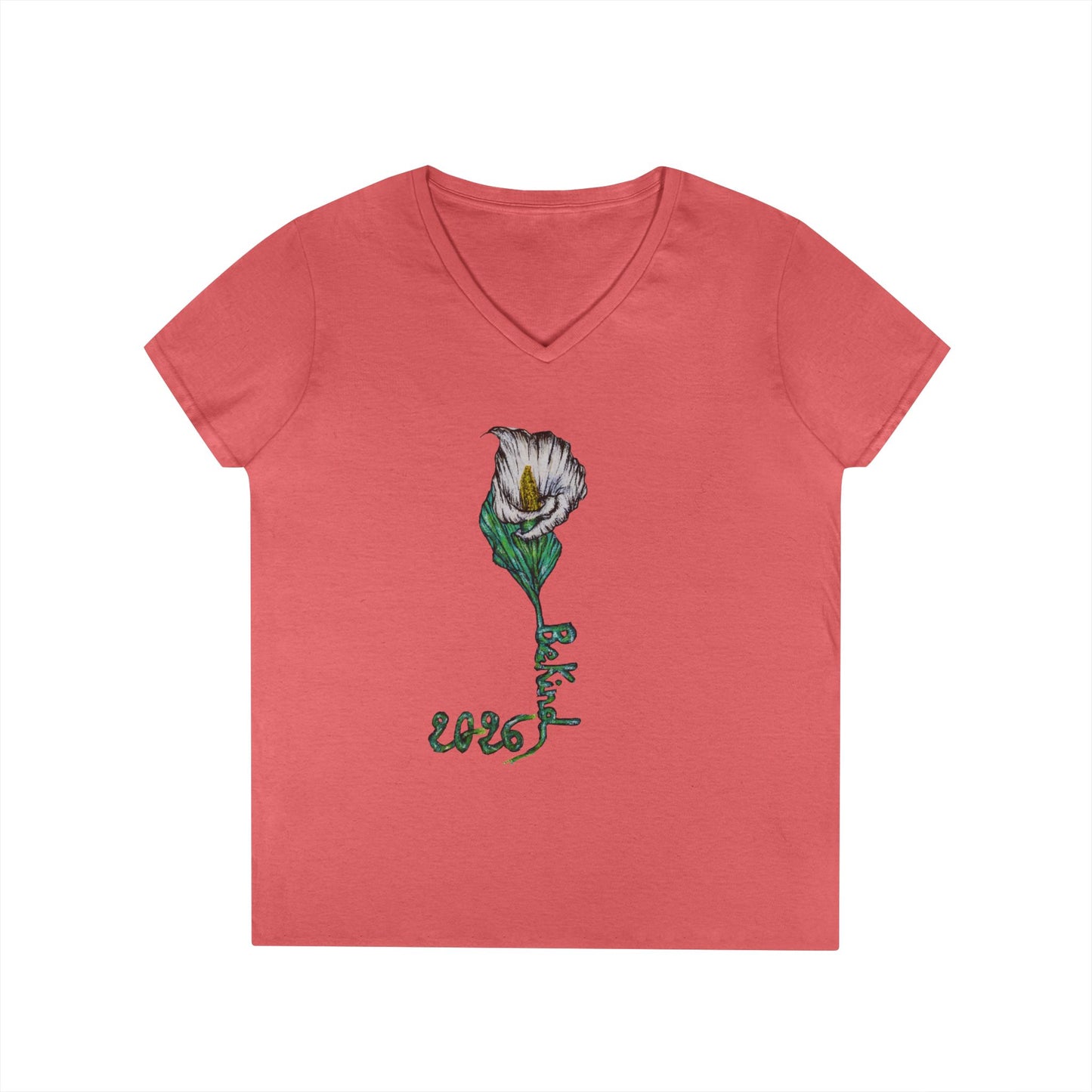 Floral V-Neck T-Shirt for Women - Nature-Inspired Design