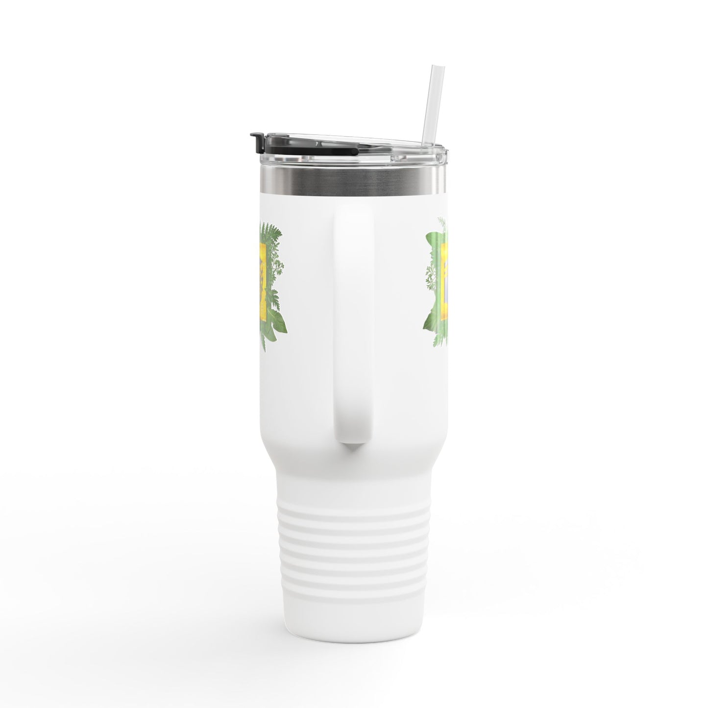40oz Insulated Travel Mug — Tropical Hibiscus Floral Logo Design