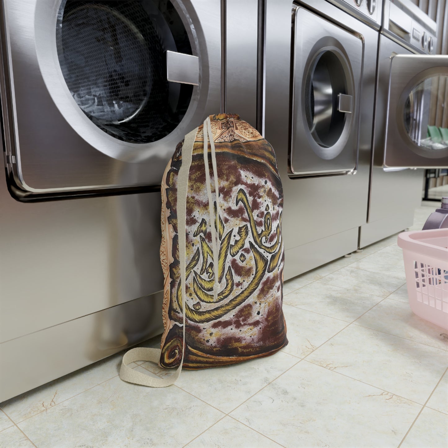 Arabic Calligraphy Laundry Bag — Vintage Scroll Design