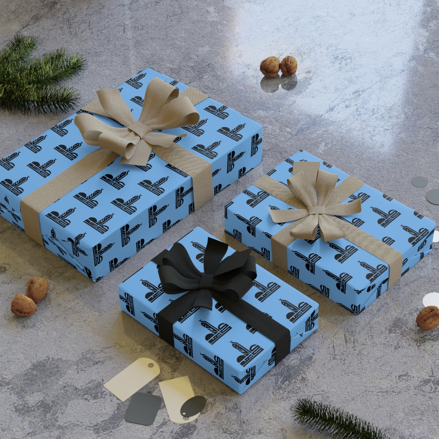 Elegant Blue Gift Wrapping Paper Roll - Perfect for Any Celebration
