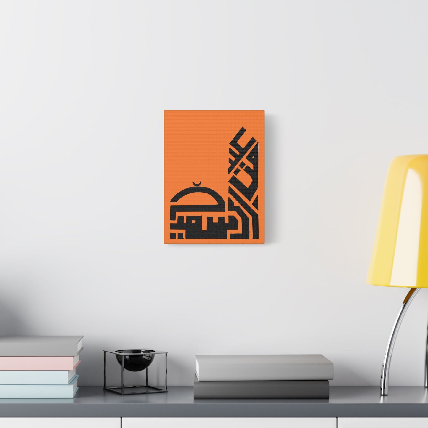 Modern Islamic Art Canvas - Orange Stretched Satin Print | Home Decor for Celebrations