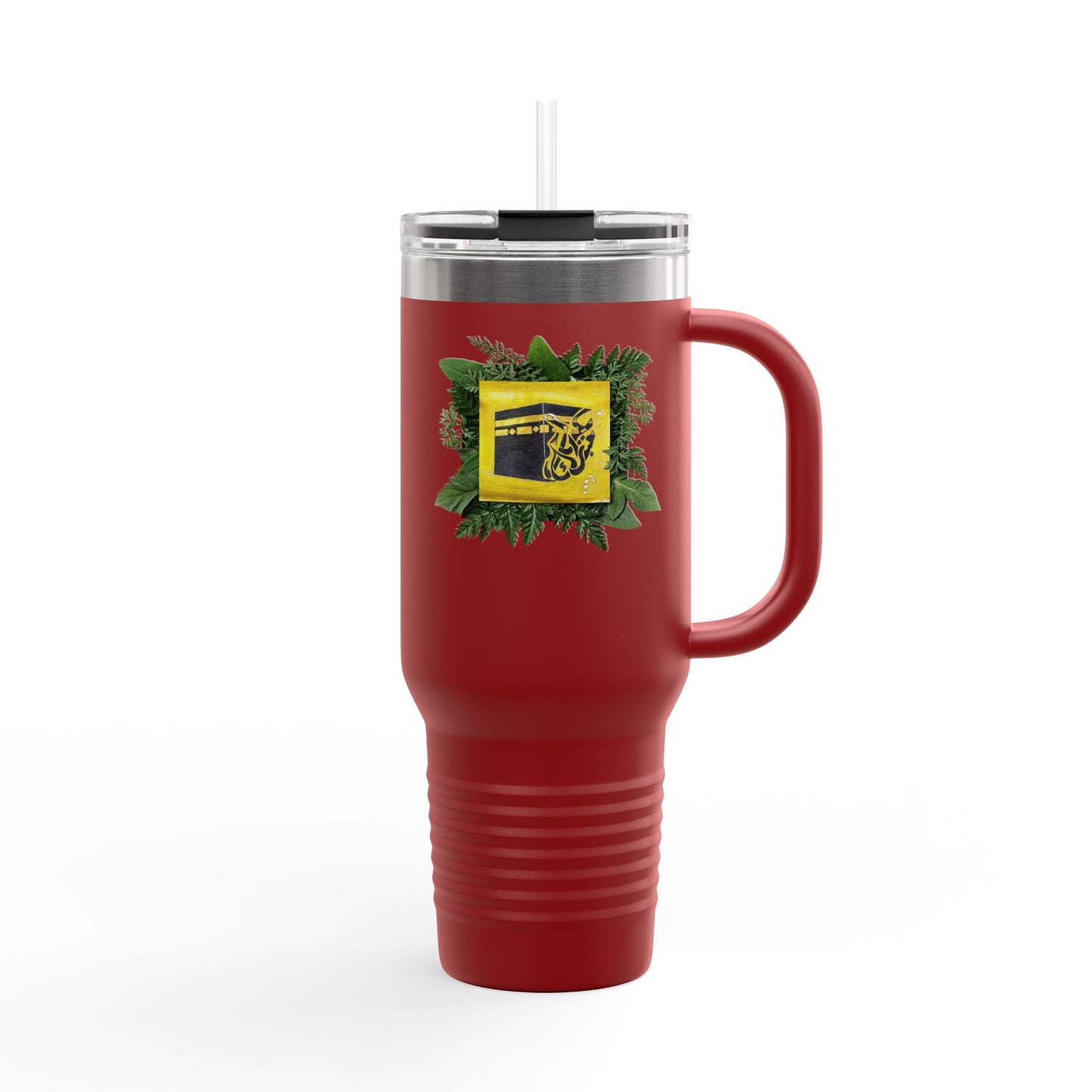 40oz Insulated Travel Mug — Tropical Hibiscus Floral Logo Design