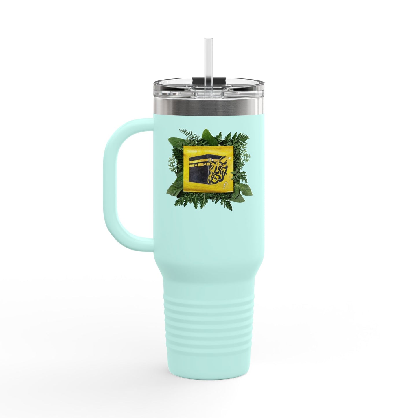 40oz Insulated Travel Mug — Tropical Hibiscus Floral Logo Design