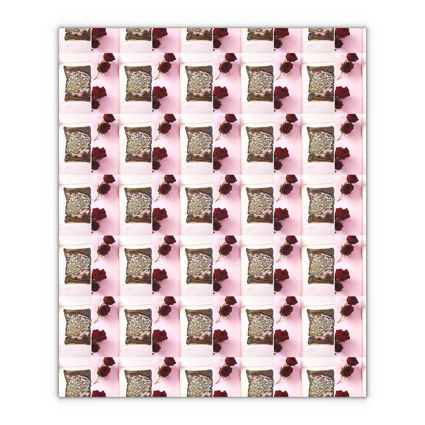 Romantic Rose & Gift Box Wrapping Paper Sheet