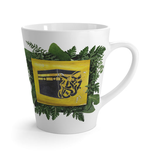 Herbal Tea Latte Mug – Greenery Wreath with Yellow Teabag Artwork