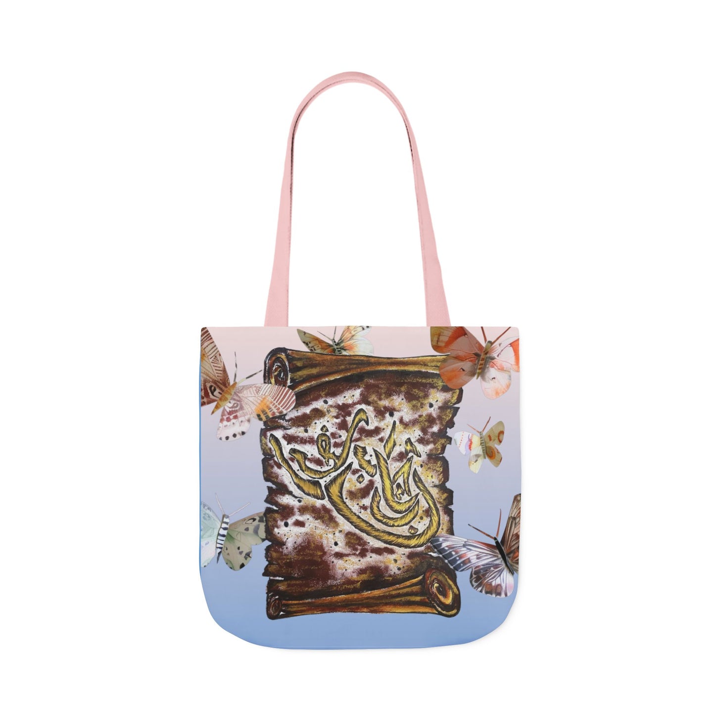 Canvas Tote — Vintage Scroll with Butterflies Arabic Calligraphy Design